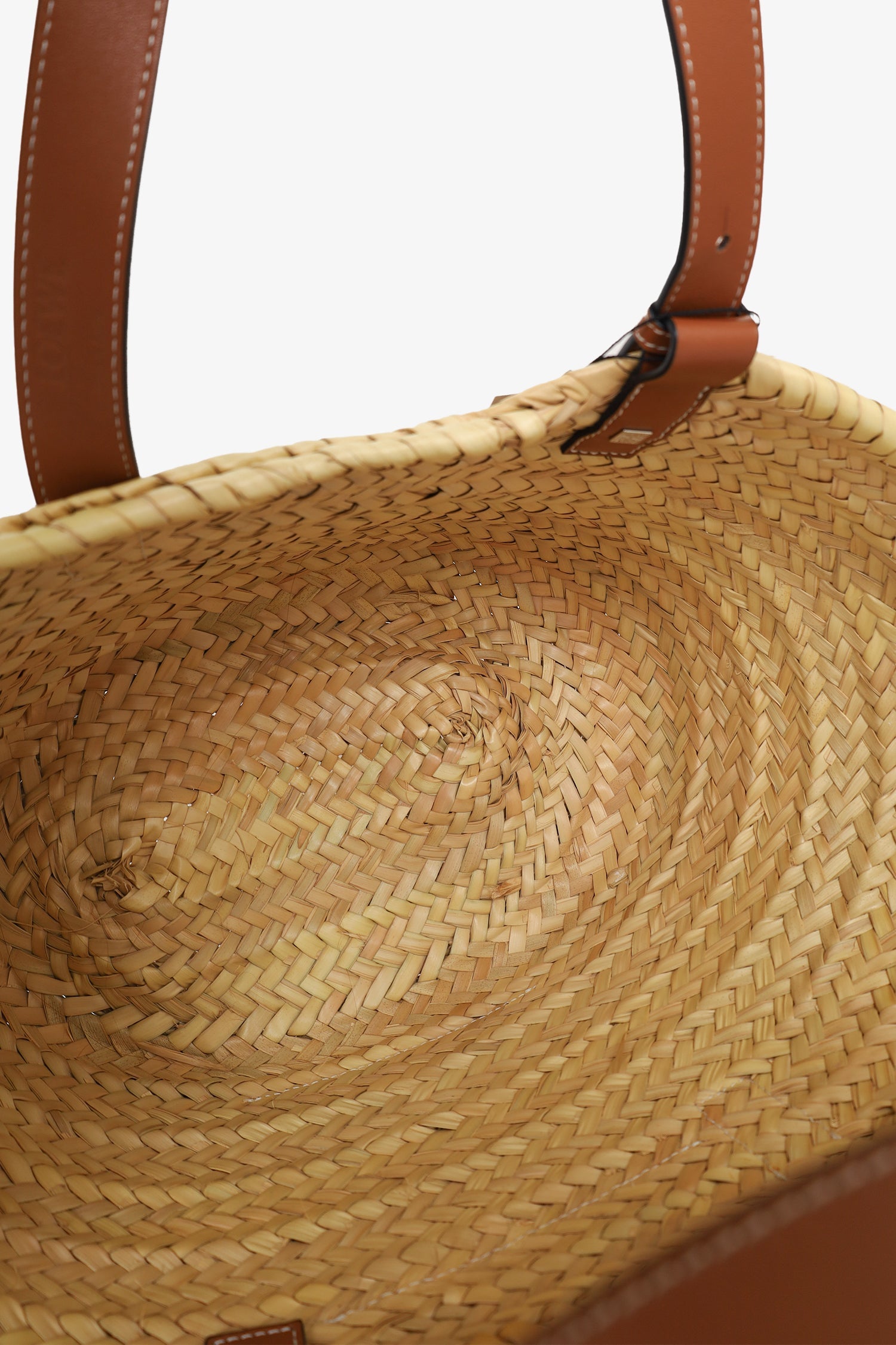 Loewe Beige Woven/Brown Leather Medium Basket Bag