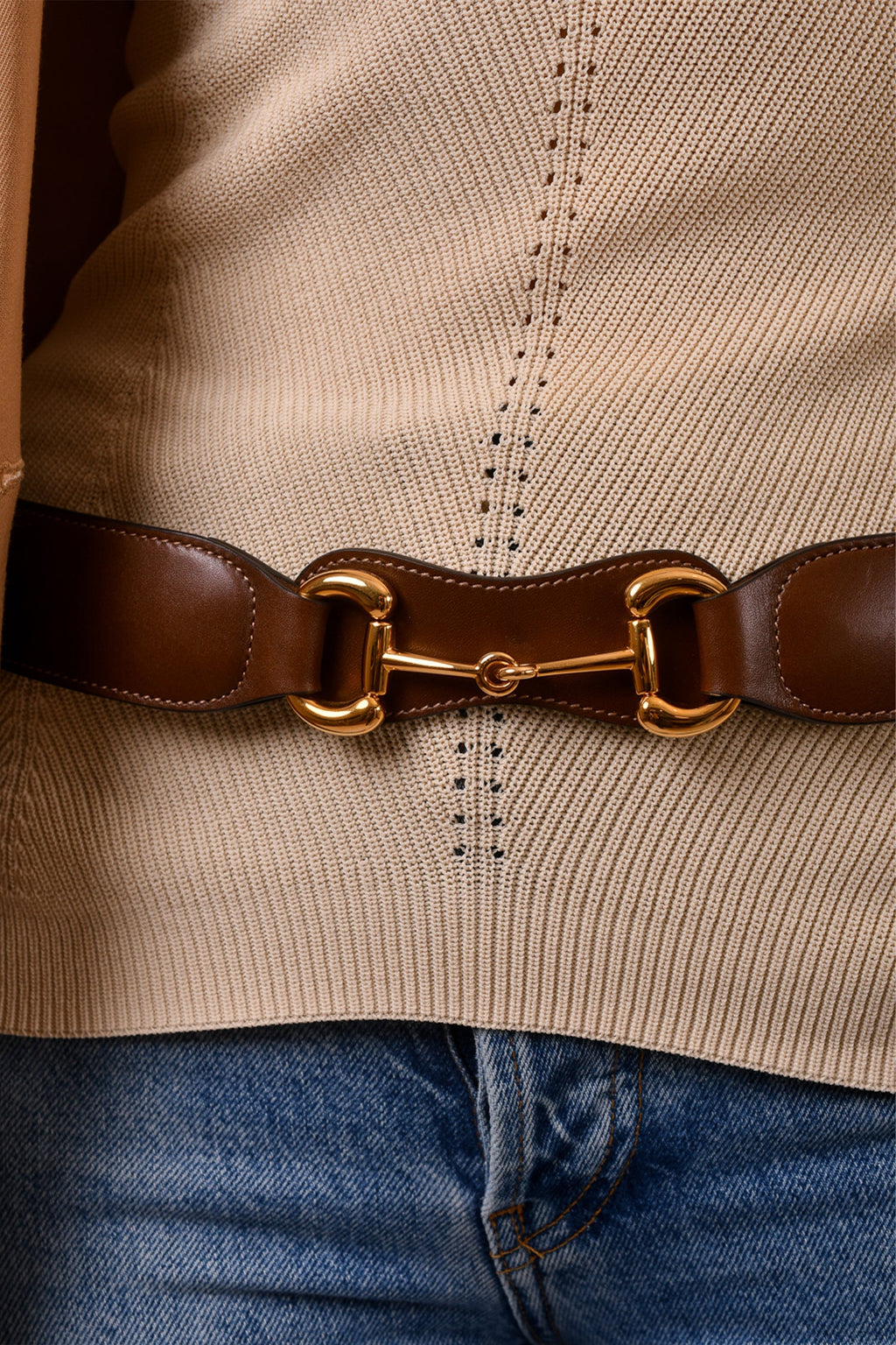 Gucci Brown Leather Horsebit Belt Size 90