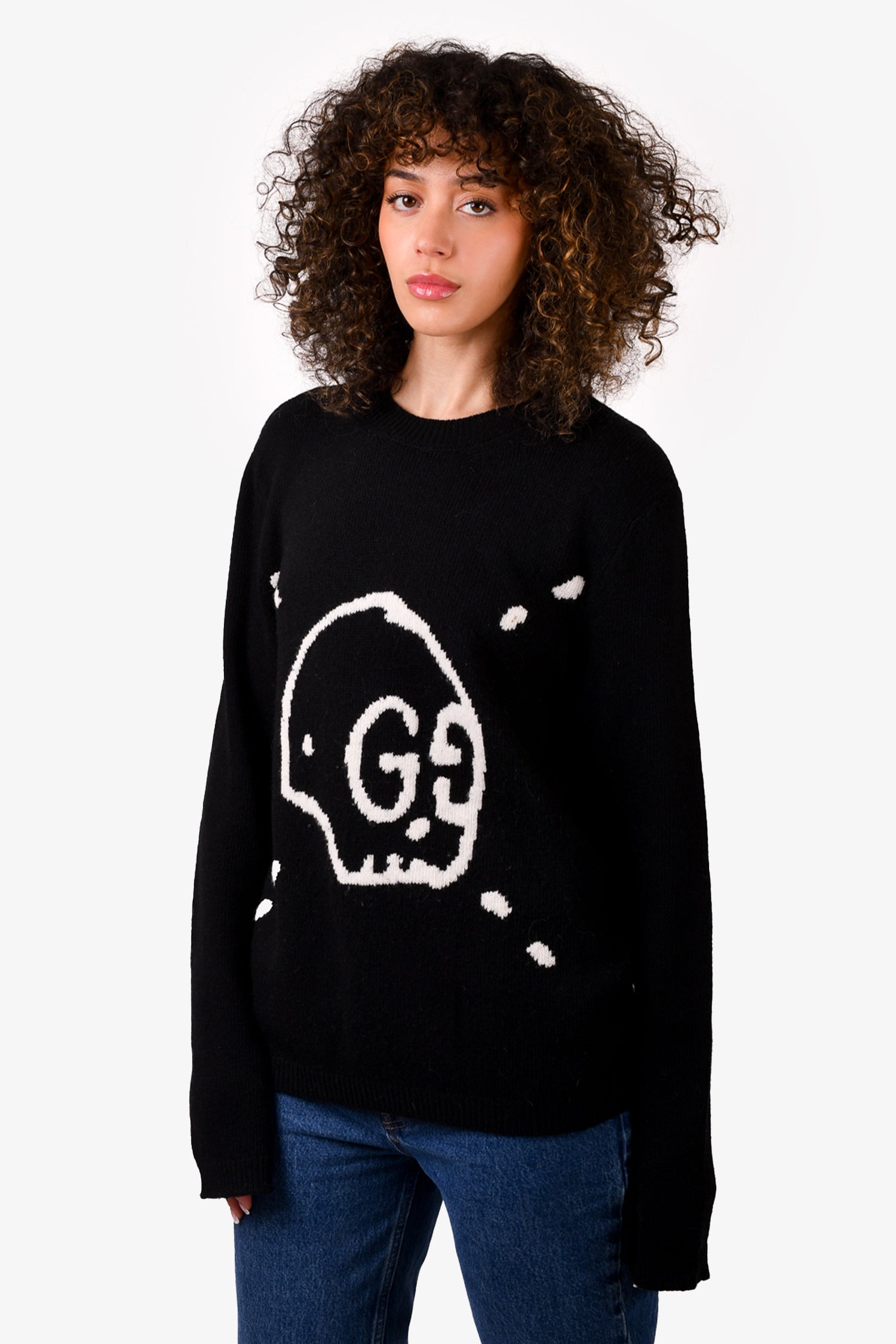 Gucci Black Wool Skull GG Sweater Size M