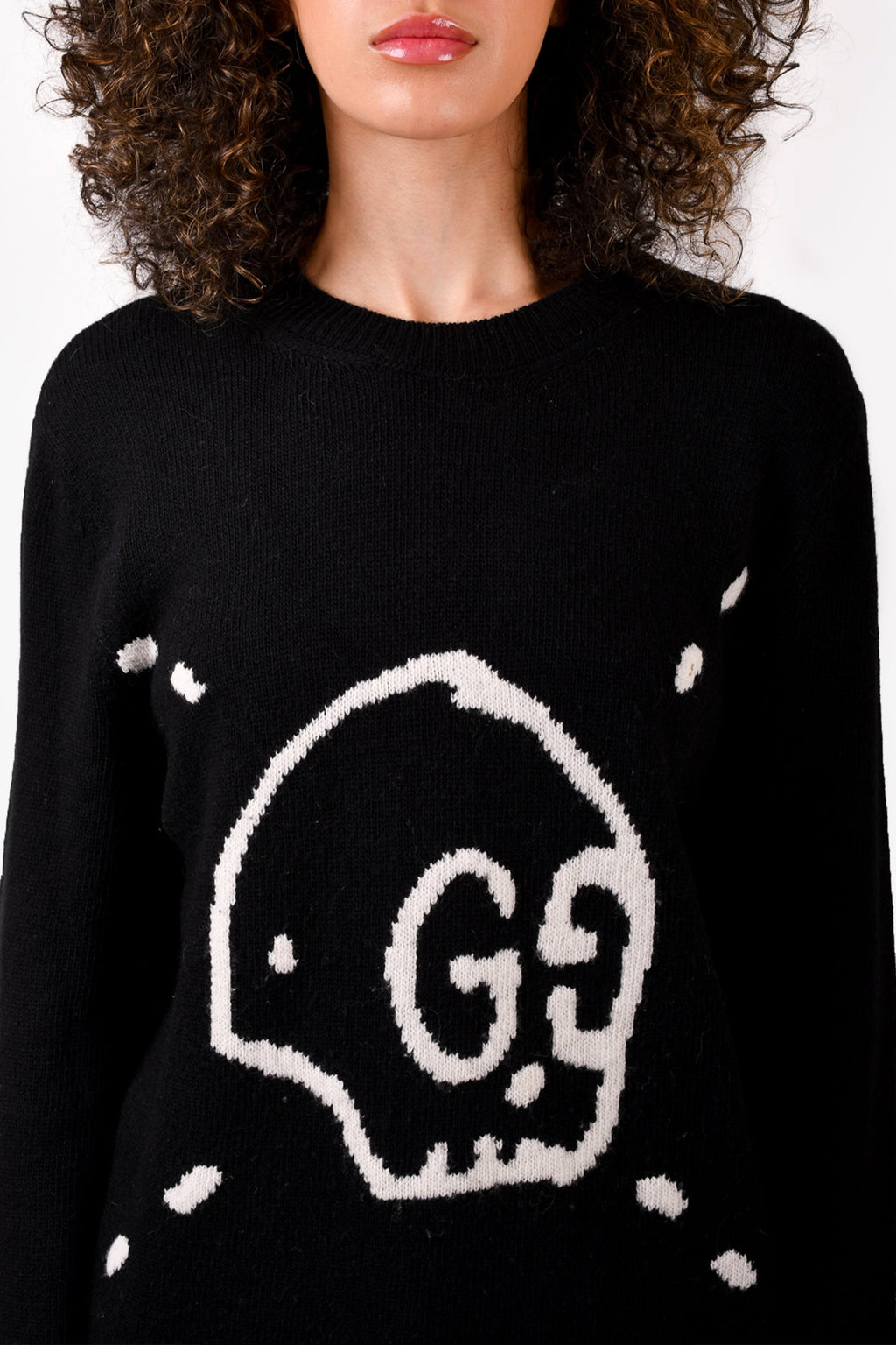 Gucci Black Wool Skull GG Sweater Size M