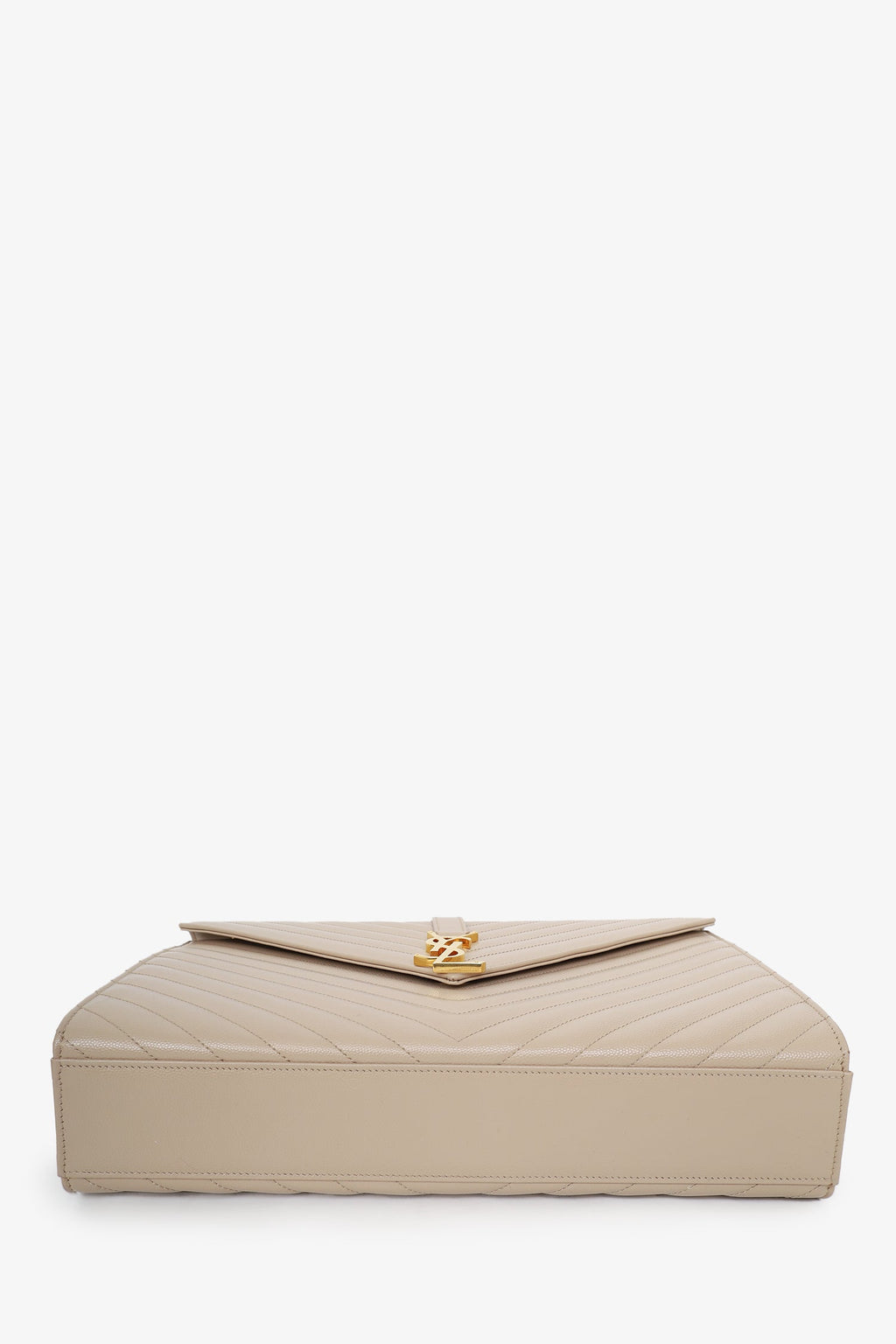 Saint Laurent Beige Grain De Poudre Matelasse Chevron Large Envelop Bag