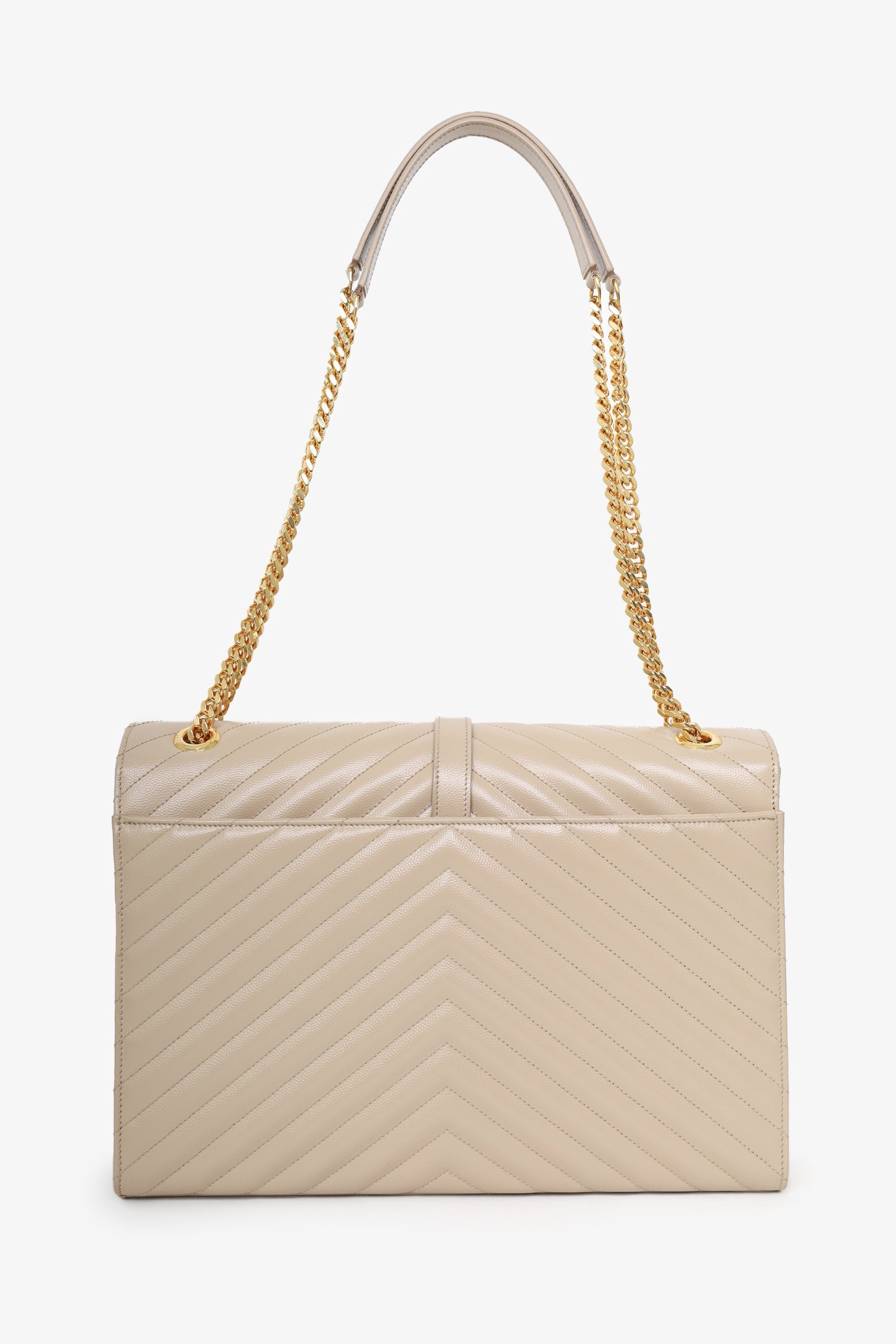 Saint Laurent Beige Grain De Poudre Matelasse Chevron Large Envelop Bag