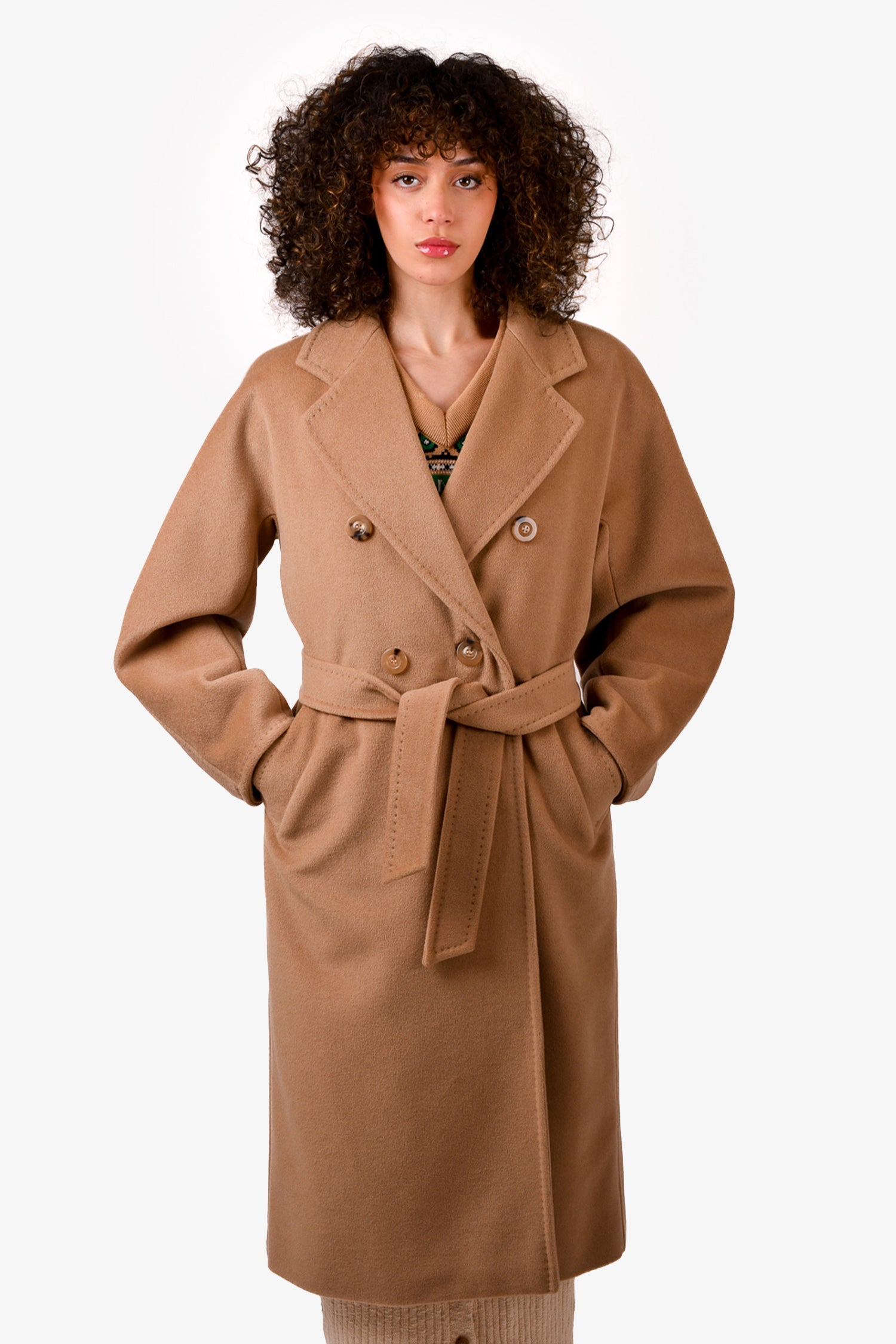 Max Mara Light Brown Virgin Wool/Cashmere 'Icon' Coat with Belt Size 2 US