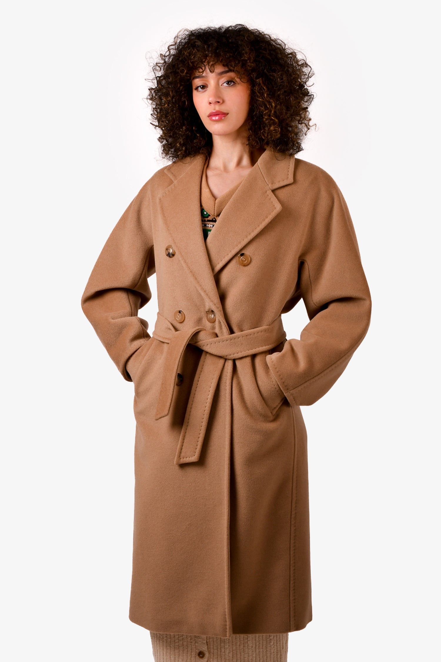 Max Mara Light Brown Virgin Wool/Cashmere 'Icon' Coat with Belt Size 2 US