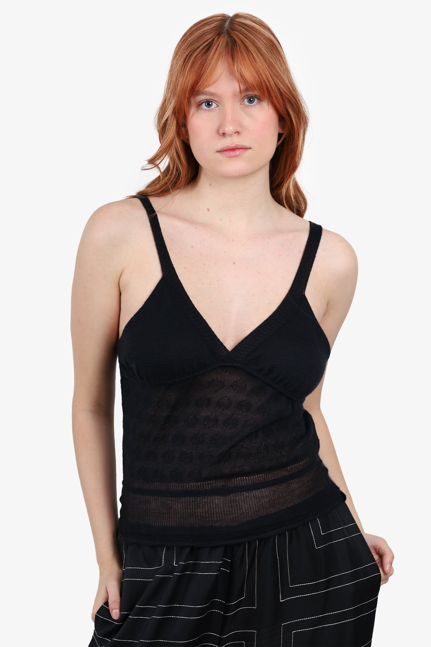 Yves Saint Laurent Black Cashmere Knit Sleeveless Top Size M