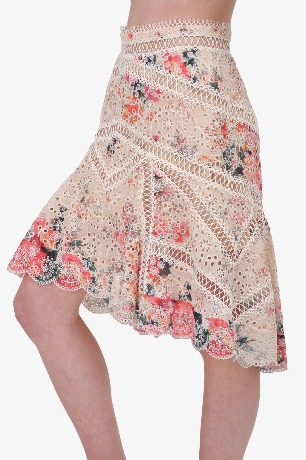 Zimmerman Pink/Cream Floral Skirt Size 2