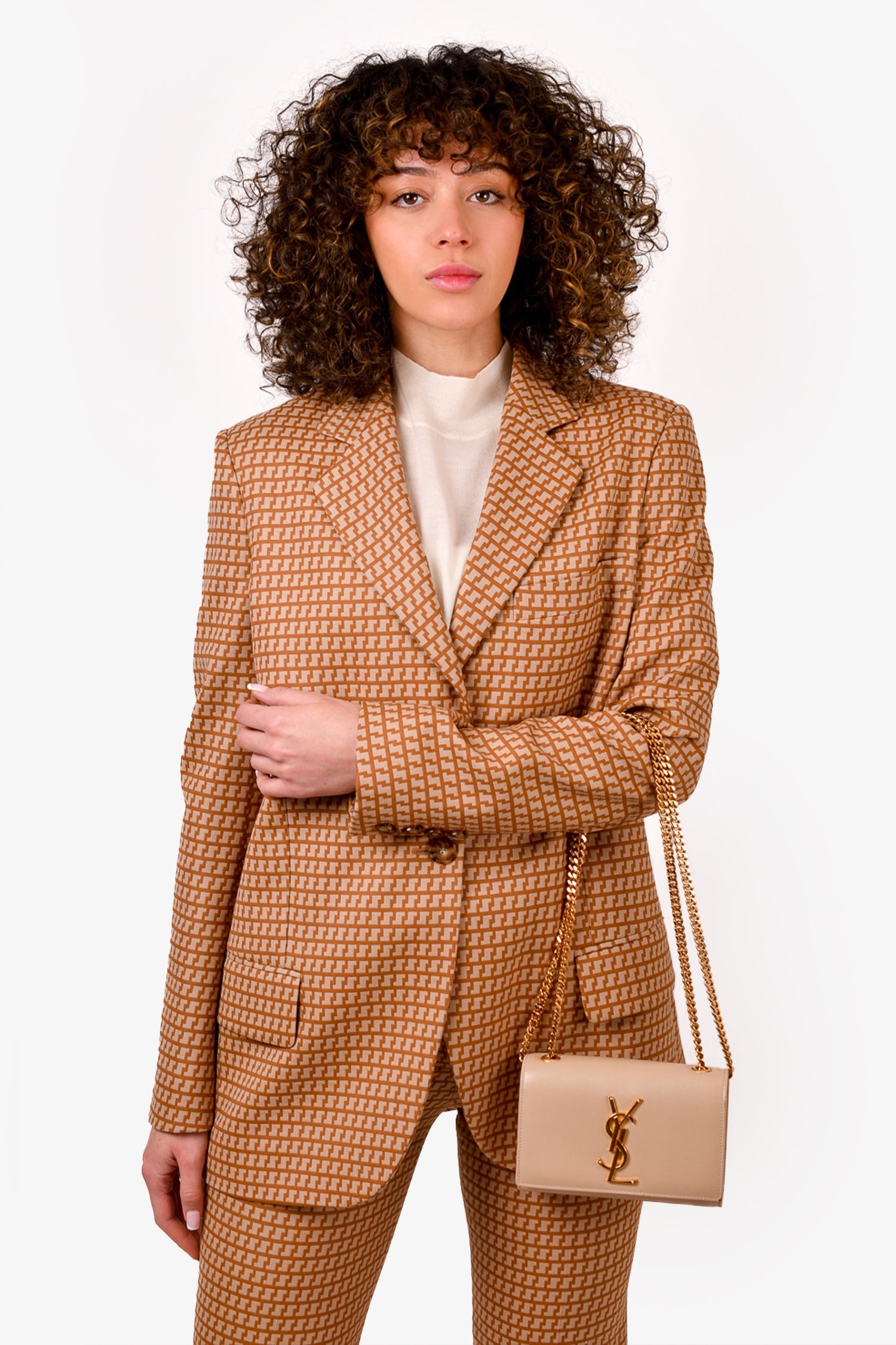 Saint Laurent Beige Leather Small Kate Crossbody