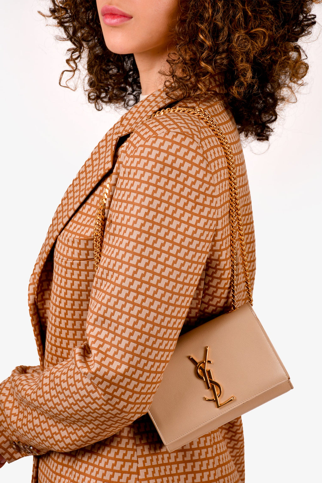 Saint Laurent Beige Leather Small Kate Crossbody