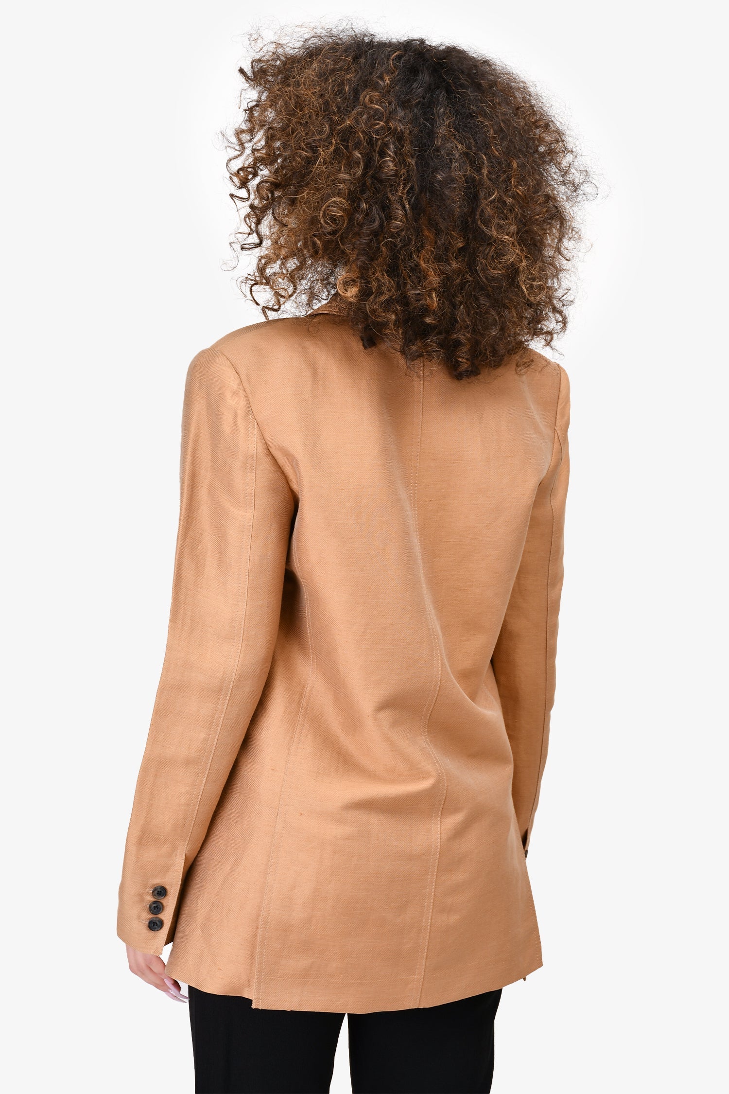 Smythe Brown Linen/Silk Double Breasted Blazer Size M
