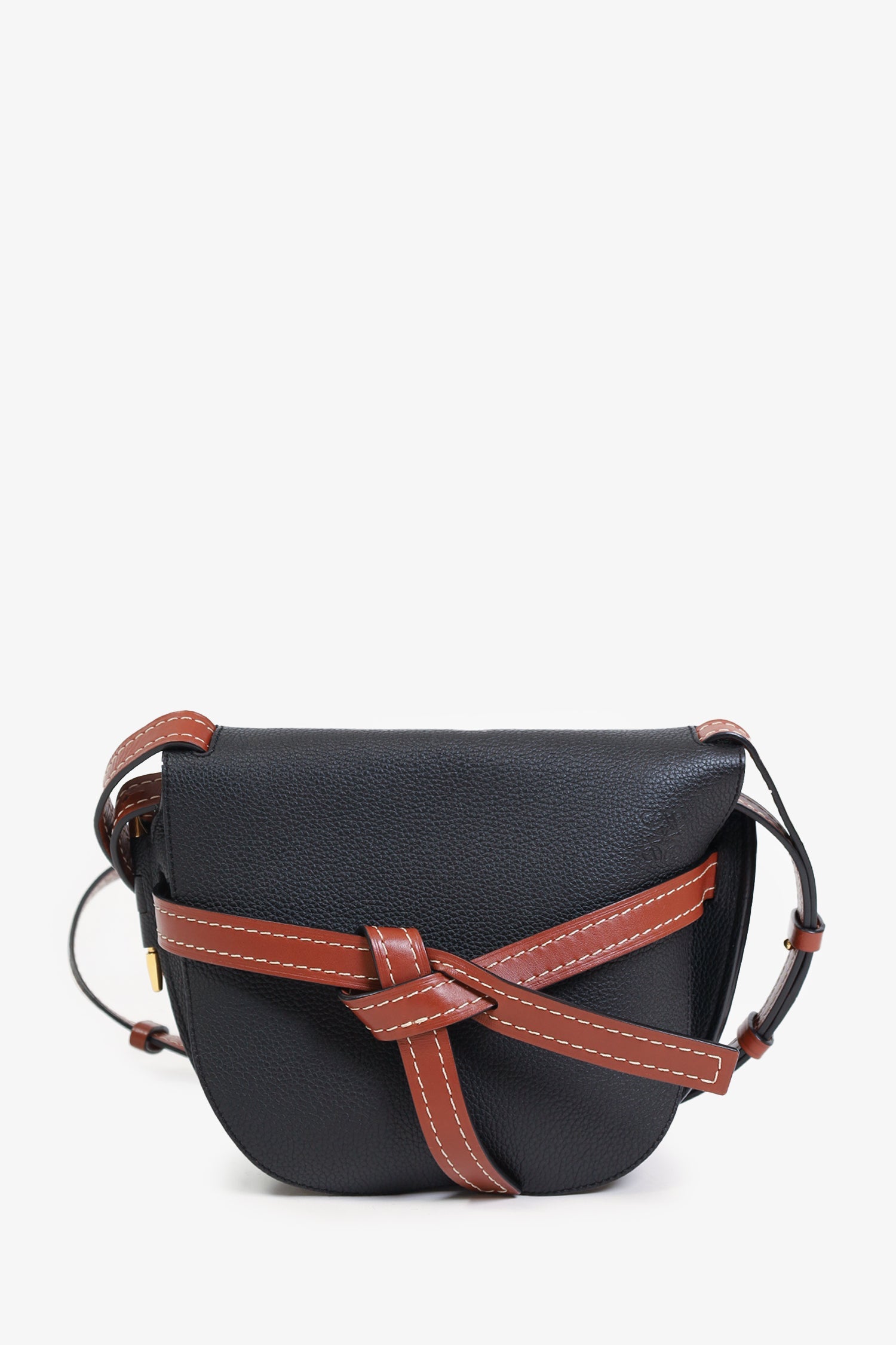 Loewe 2018 Black/Brown Grained Leather Small Gate Bag