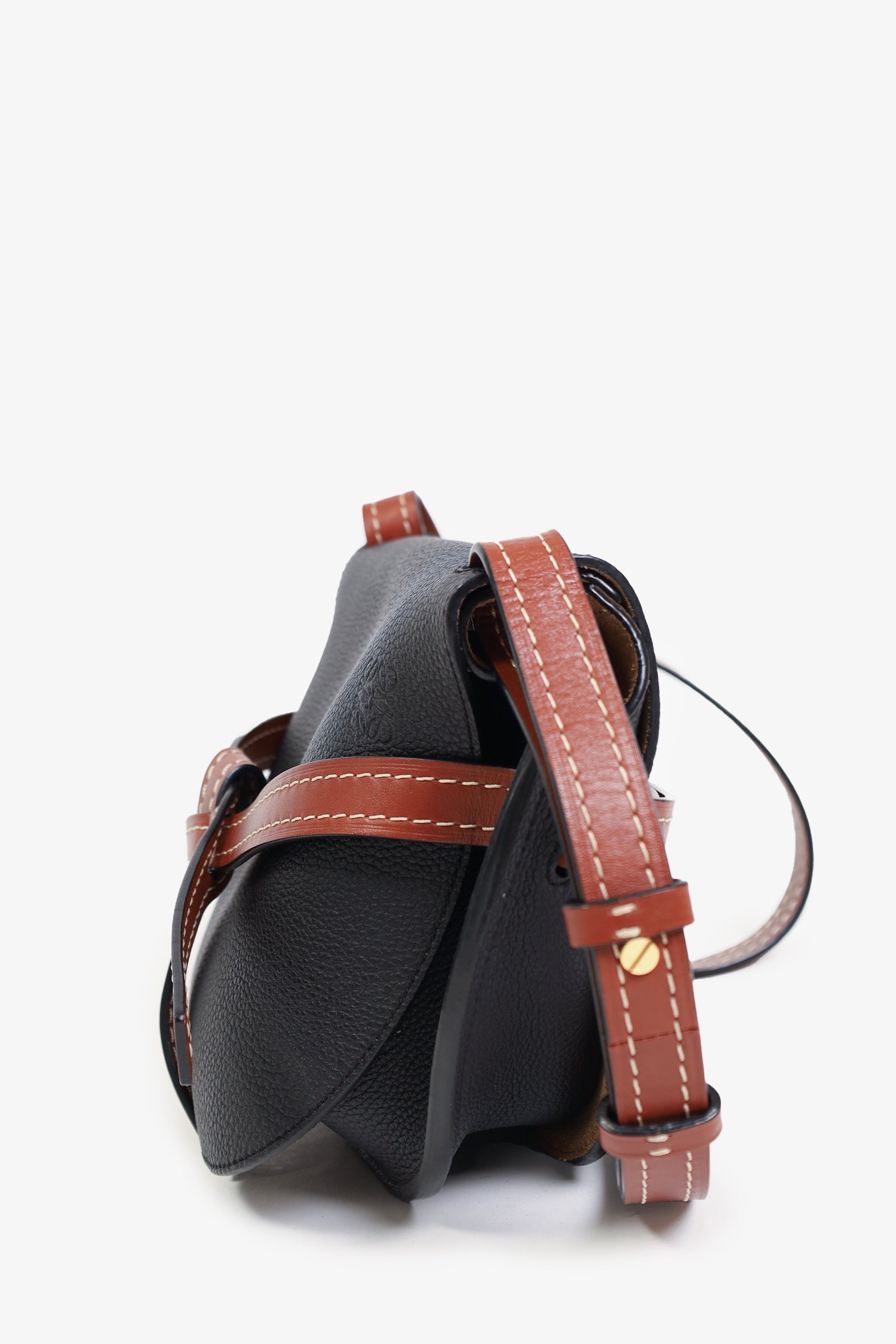 Loewe 2018 Black/Brown Grained Leather Small Gate Bag