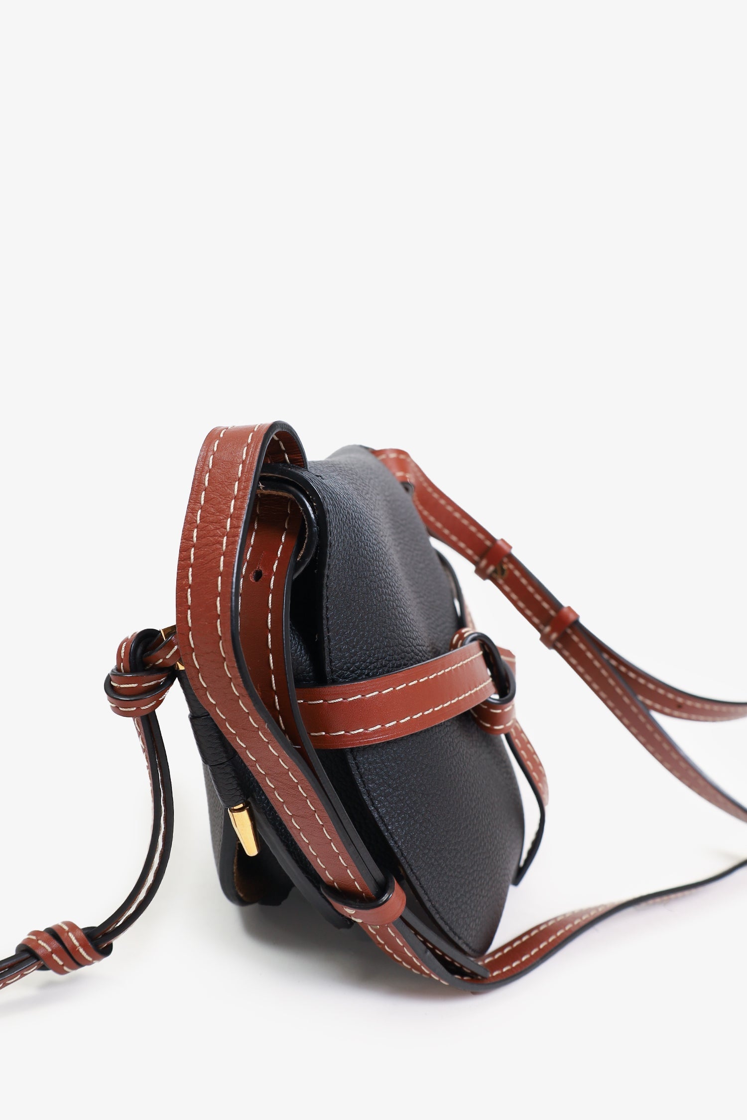 Loewe 2018 Black/Brown Grained Leather Small Gate Bag