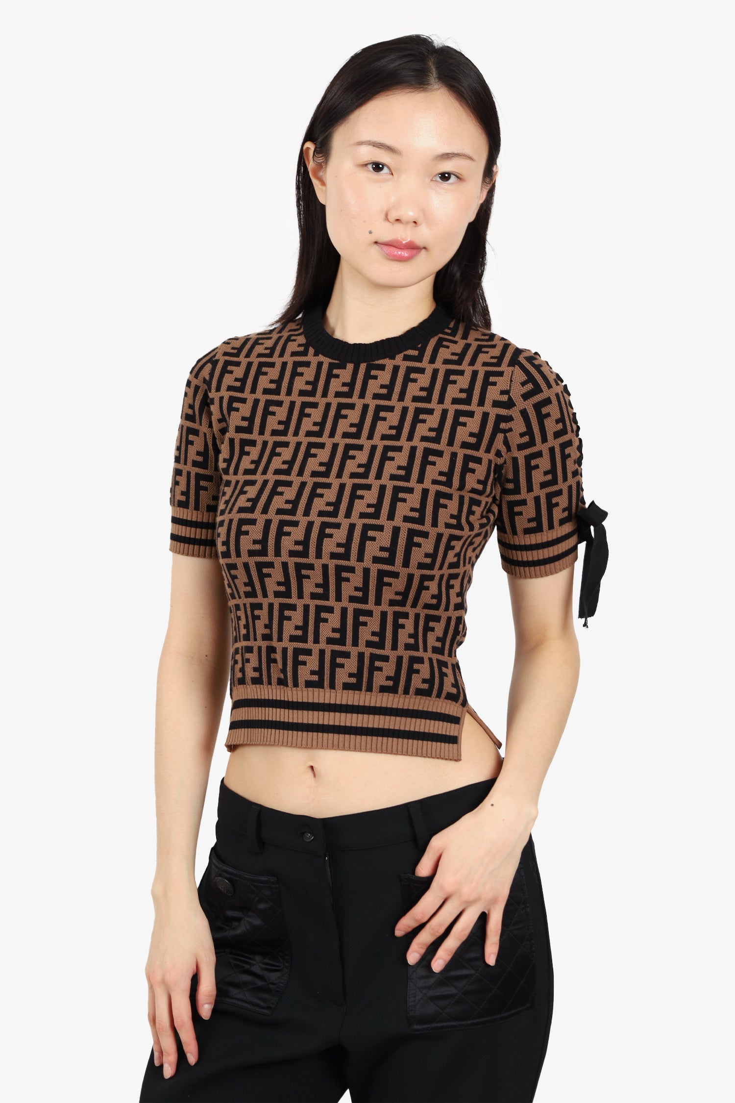 Fendi Brown Zucca Monogram Sweater Size 36