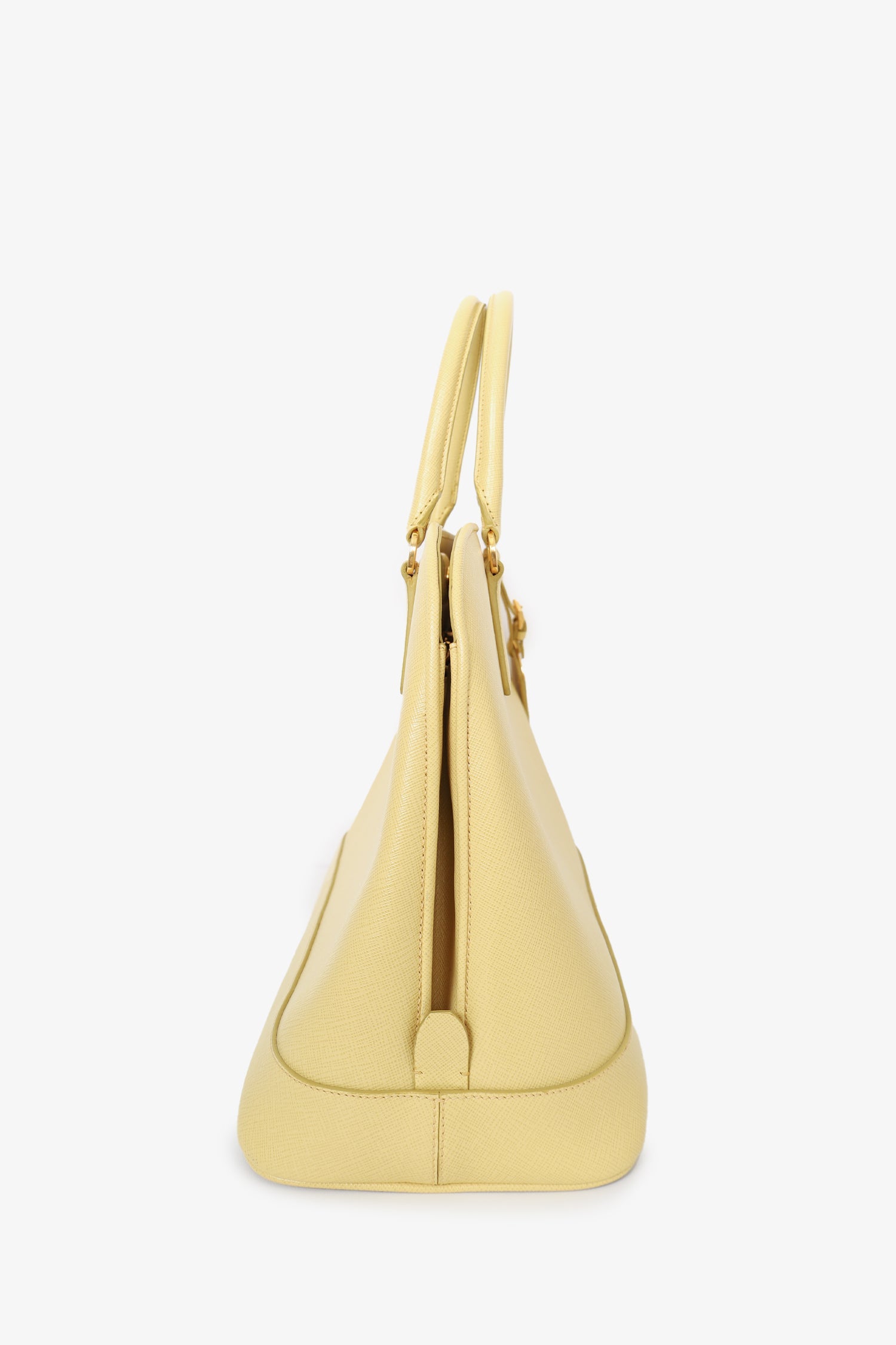 Prada Yellow Saffiano Leather Promenade Top Handle with Strap
