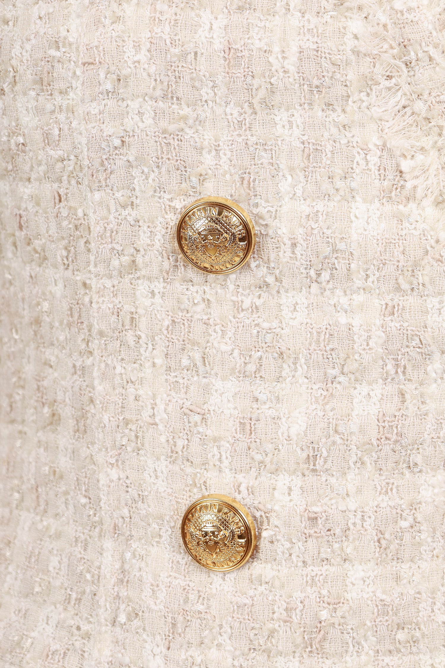 Balmain Cream Tweed Zip-up Sleeveless Mini Dress Size 44