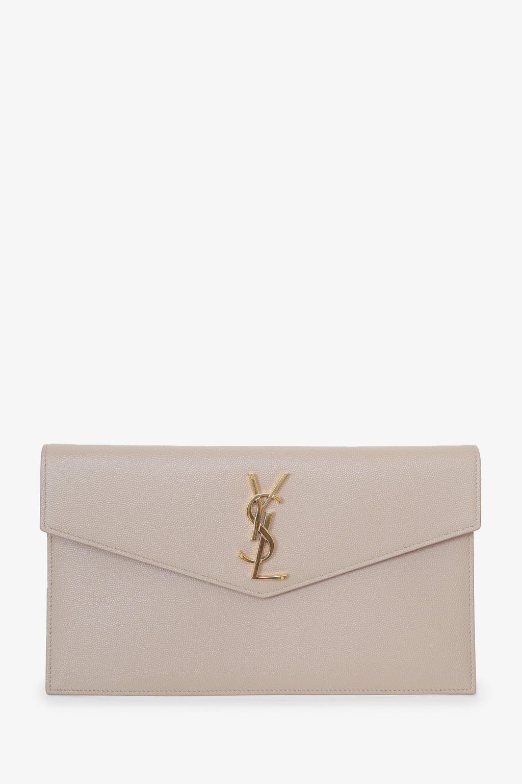 Saint Laurent Beige Grain De Poudre Uptown Pouch