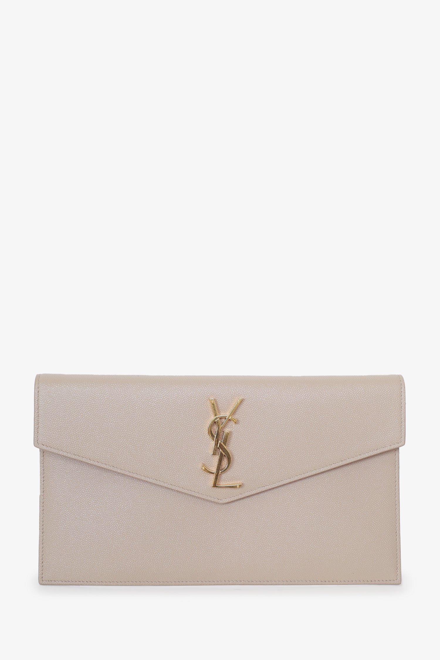 Saint Laurent Beige Grain De Poudre Uptown Pouch