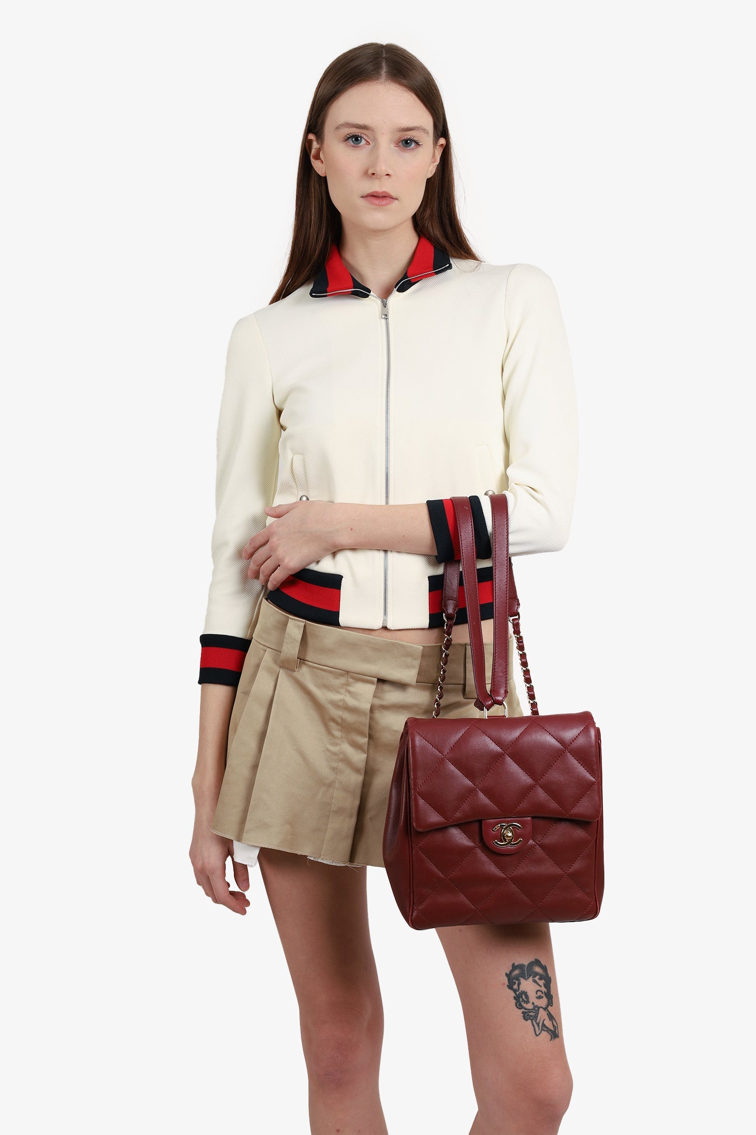 Pre-Loved Chanel™ 2019 Red Quilted Leather Bordeaux Backpack