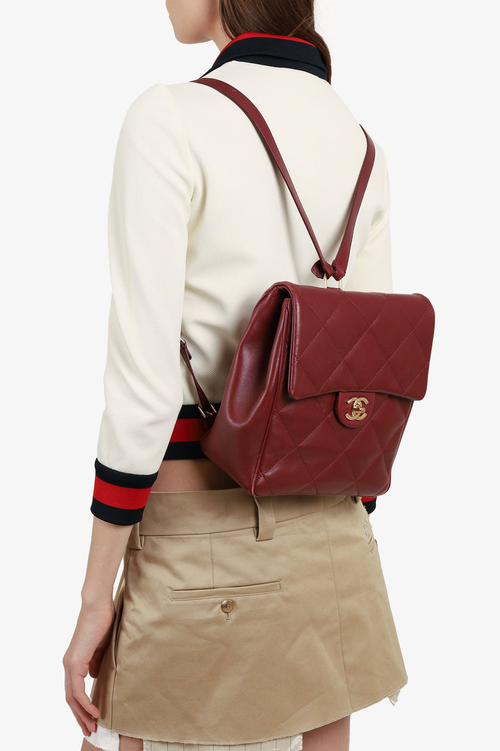 Pre-Loved Chanel™ 2019 Red Quilted Leather Bordeaux Backpack