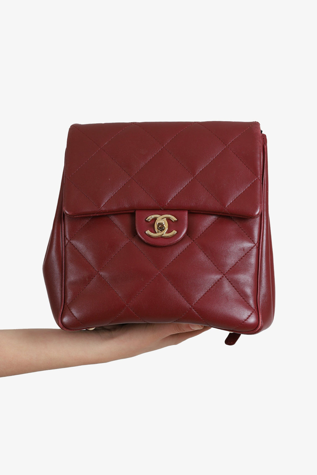 Pre-Loved Chanel™ 2019 Red Quilted Leather Bordeaux Backpack