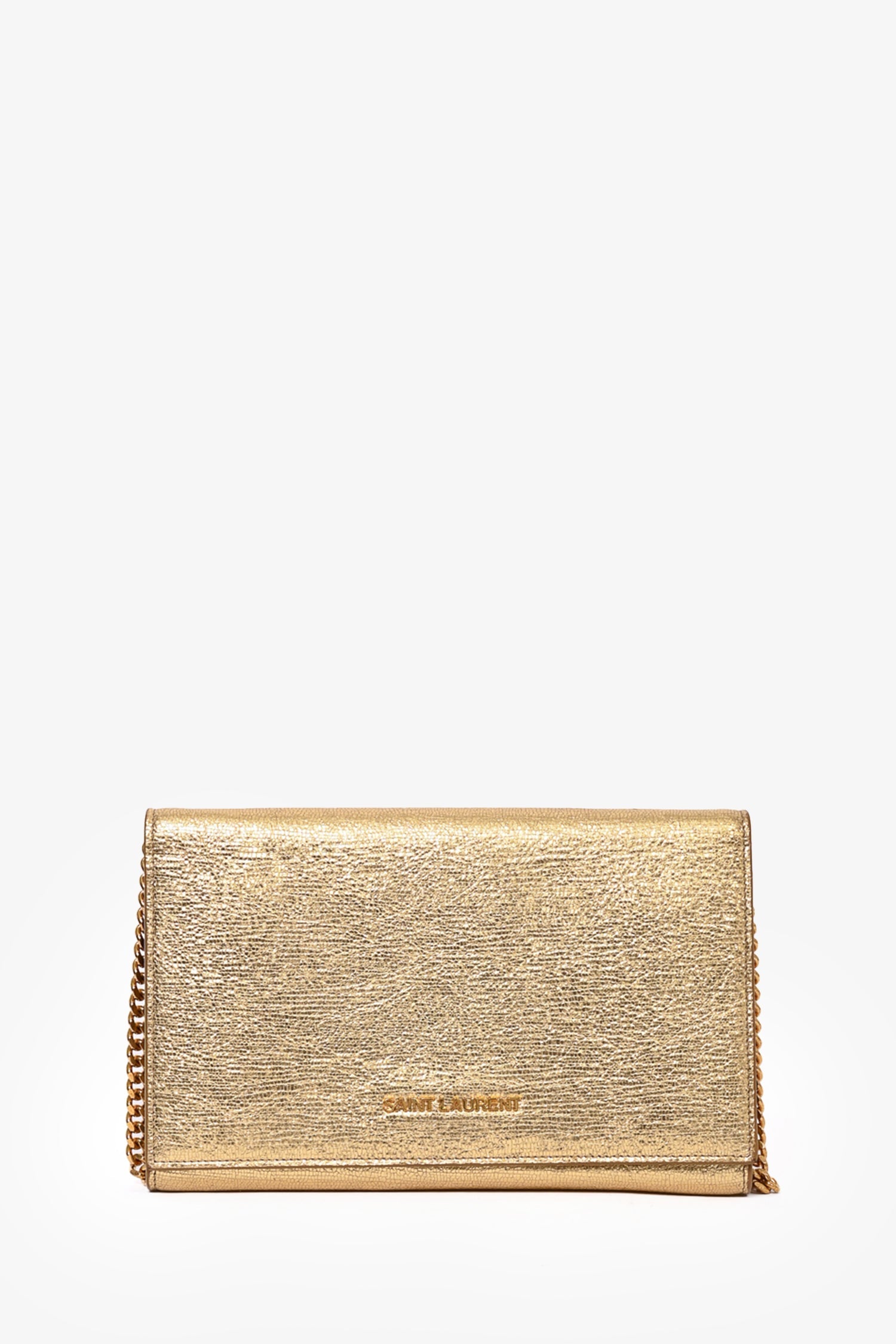 Saint Laurent 2013 Gold Leather Wallet on Chain