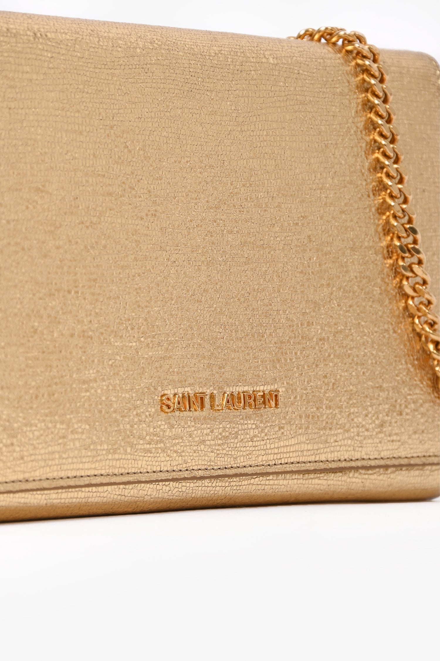 Saint Laurent 2013 Gold Leather Wallet on Chain