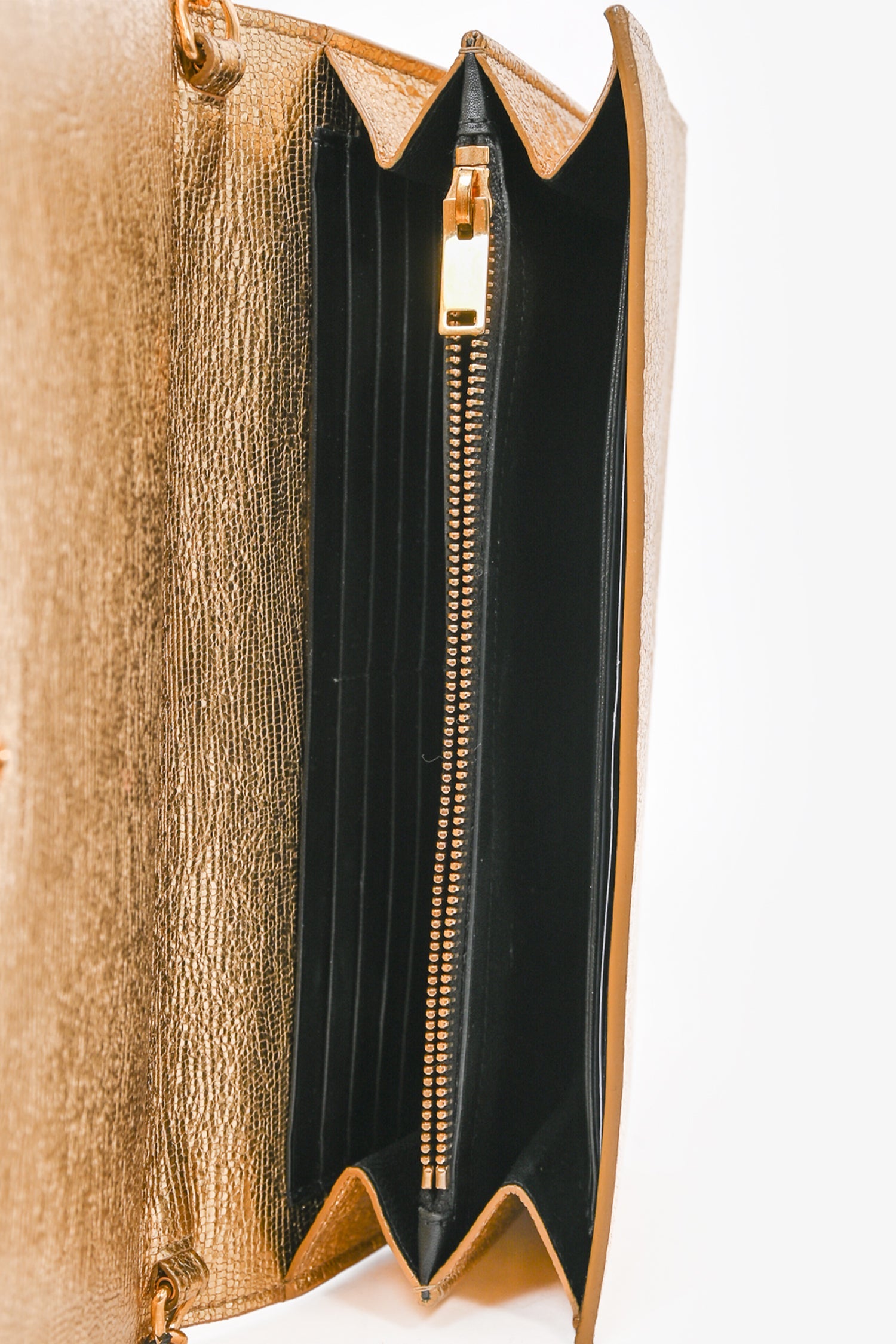 Saint Laurent 2013 Gold Leather Wallet on Chain