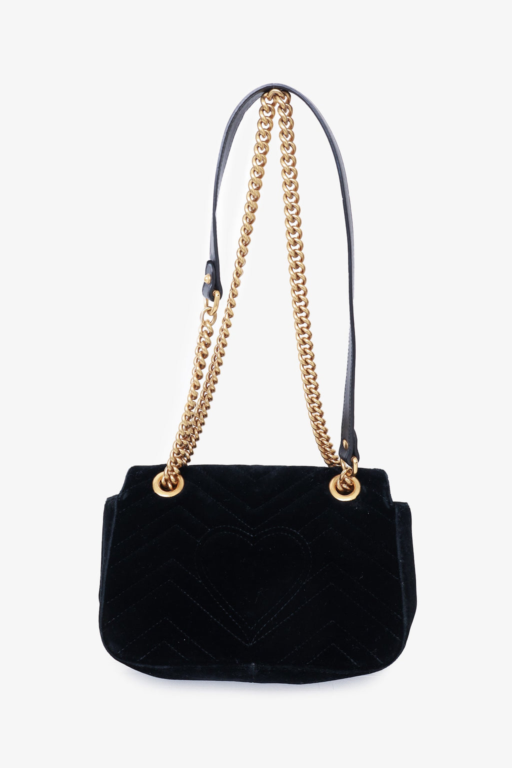 Gucci Black Matelasse Velvet Mini GG Marmont Shoulder Bag
