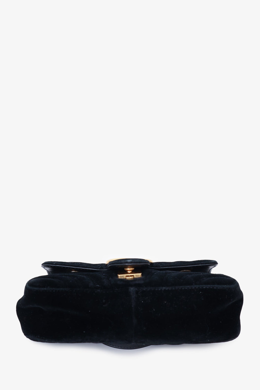 Gucci Black Matelasse Velvet Mini GG Marmont Shoulder Bag