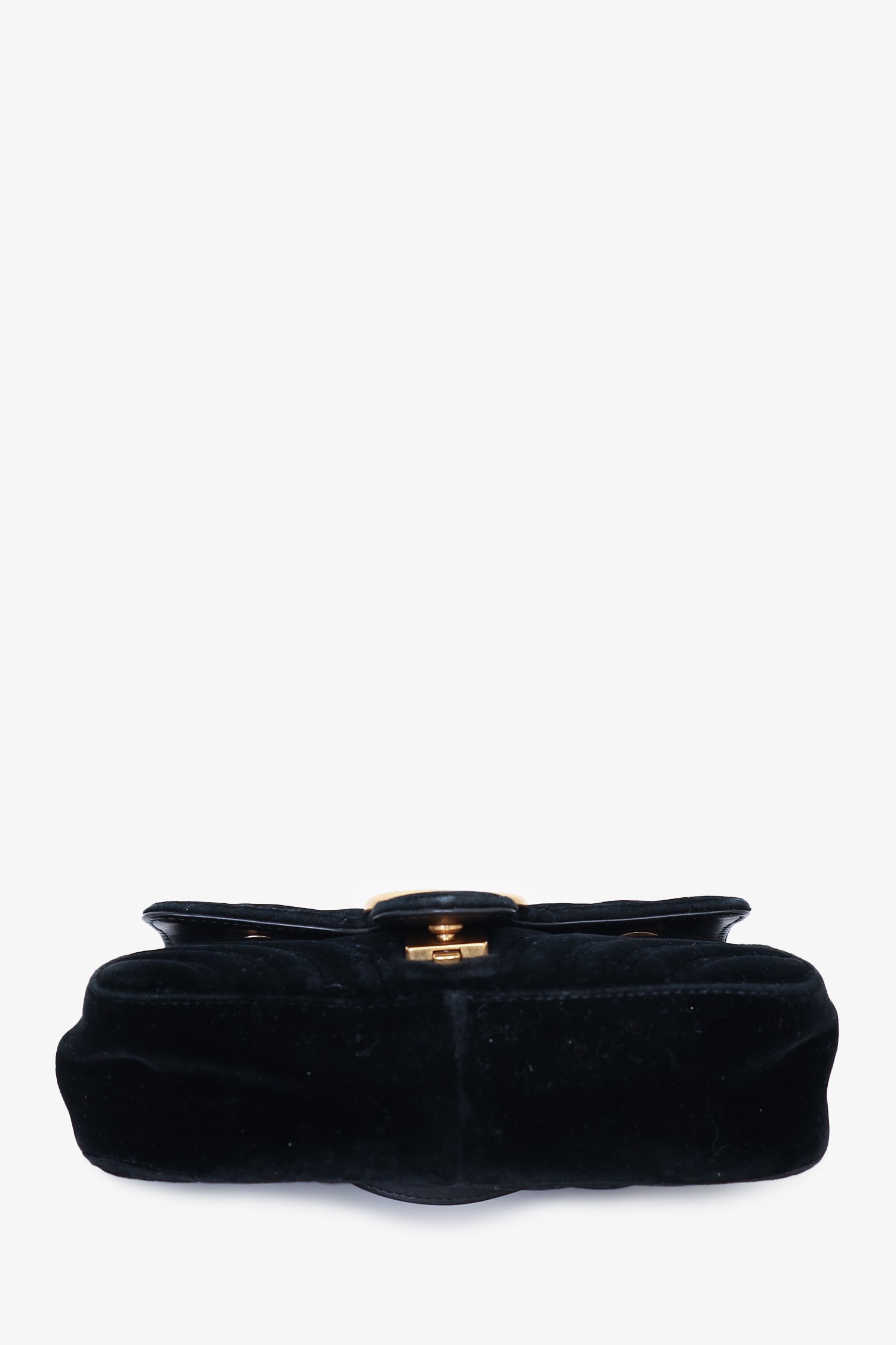 Gucci Black Matelasse Velvet Mini GG Marmont Shoulder Bag