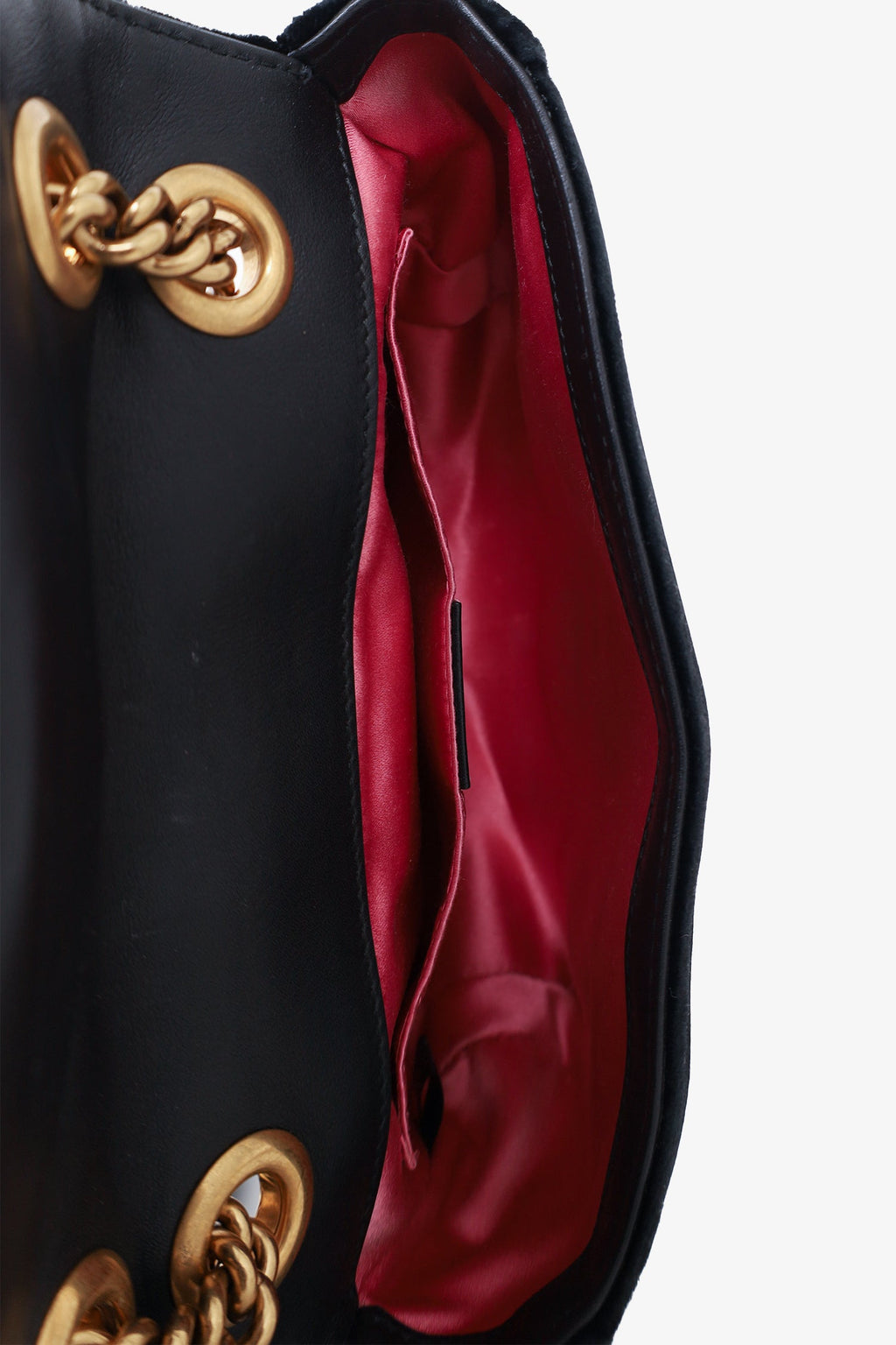 Gucci Black Matelasse Velvet Mini GG Marmont Shoulder Bag