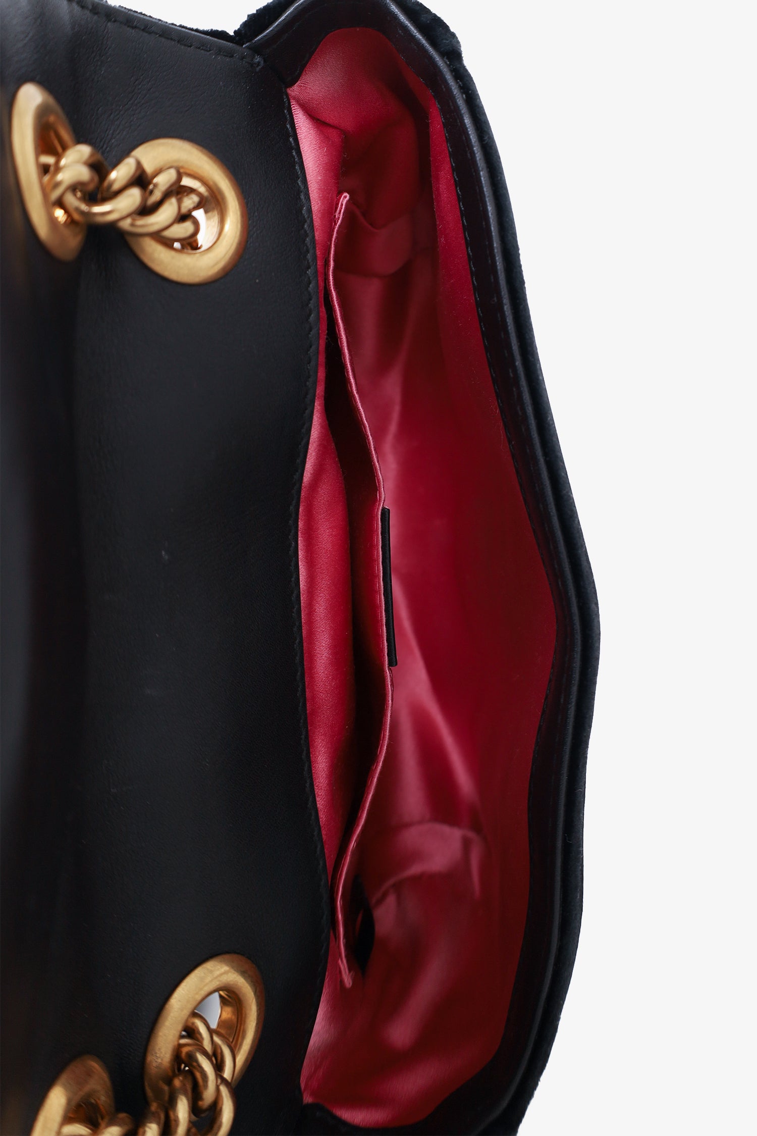 Gucci Black Matelasse Velvet Mini GG Marmont Shoulder Bag