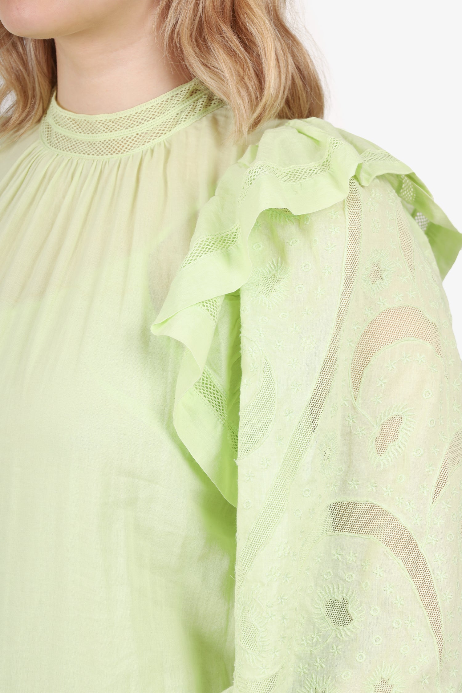 Ulla Johnson Green Lace Ruffle Maxi Dress Size 4