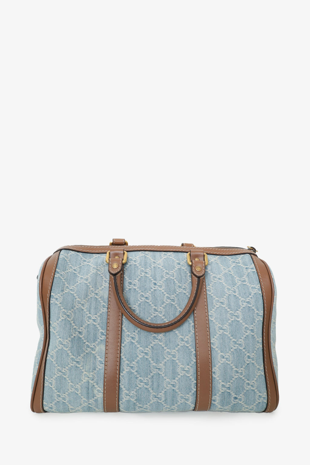 Gucci Blue/Brown Denim/Leather GG Supreme Boston Top Handle with Strap
