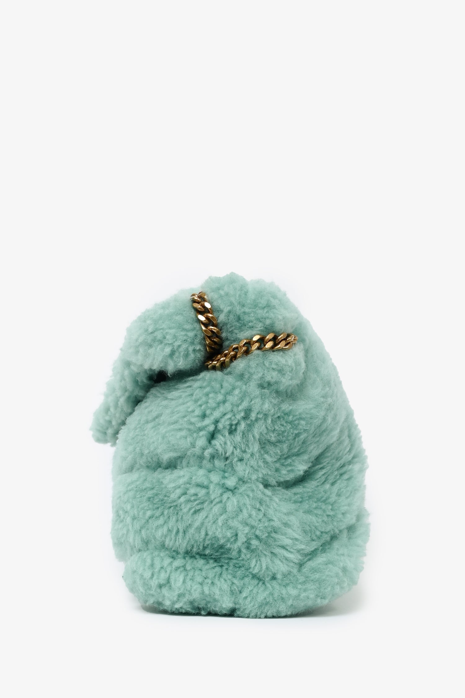 Saint Laurent 2021 Teal Shearling Loulou Shoulder Bag (As Is)