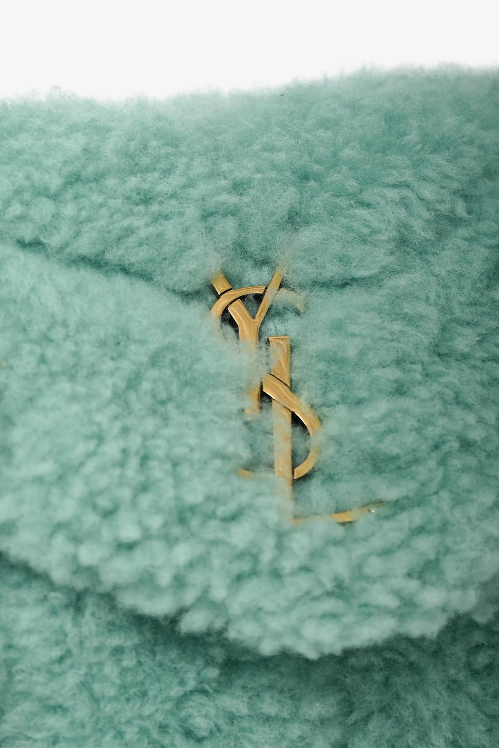 Saint Laurent 2021 Teal Shearling Loulou Shoulder Bag (As Is)