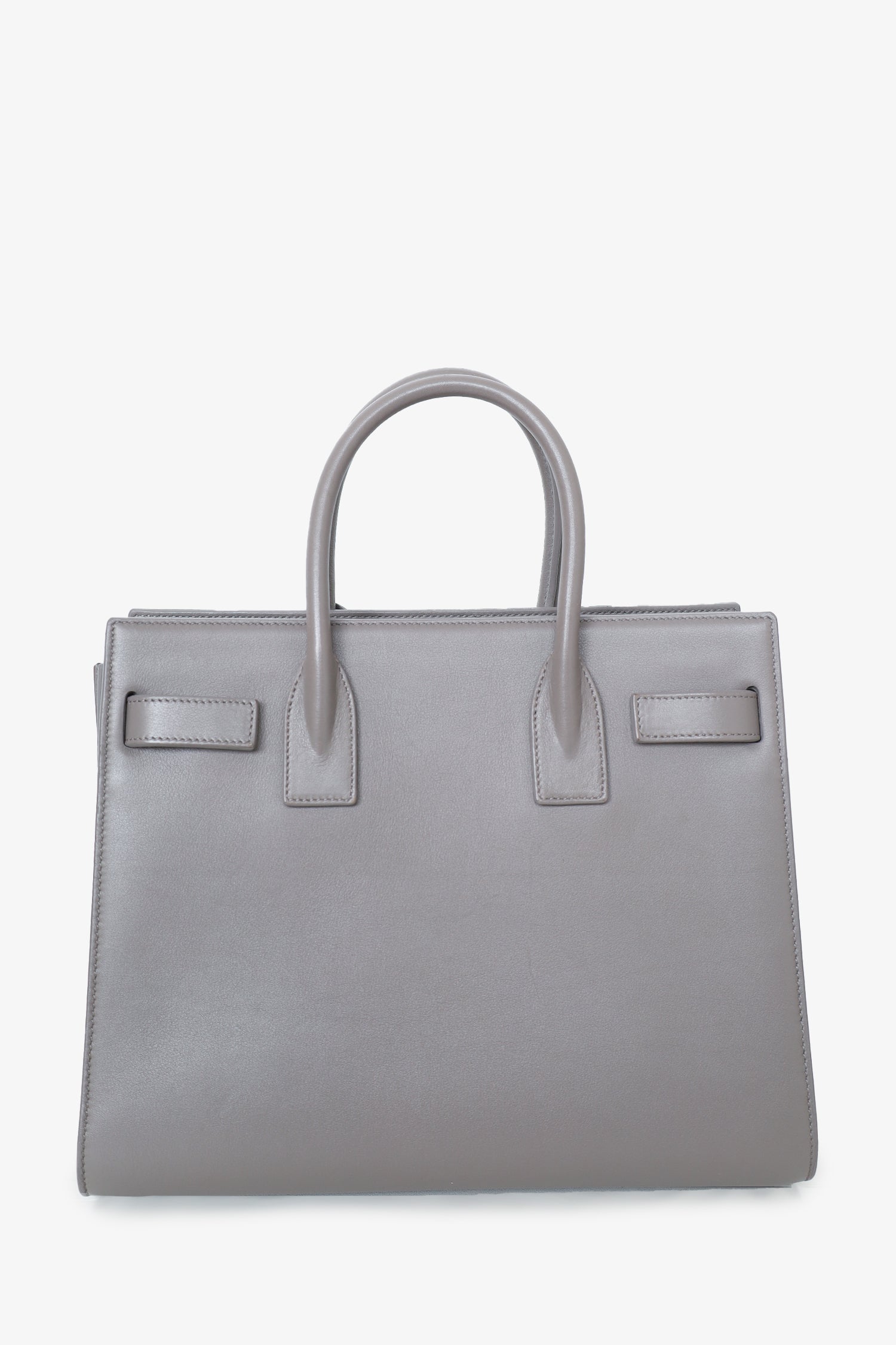 Saint Laurent Grey Leather Small Sac de Jour Top Handle with Strap