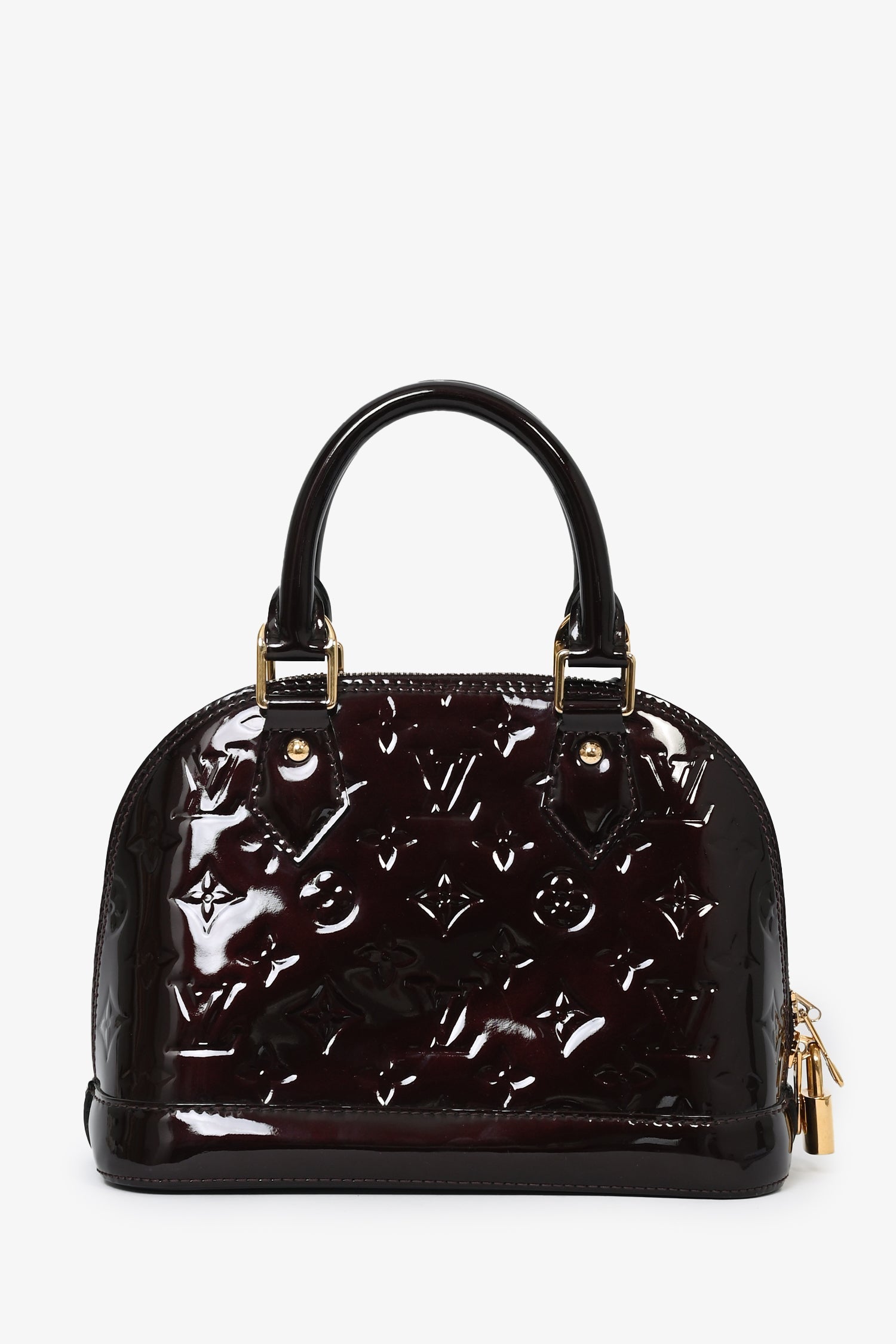 Louis Vuitton 2016 Limited Edition Amarante Vernis Flower Embellished Alma BB with Strap