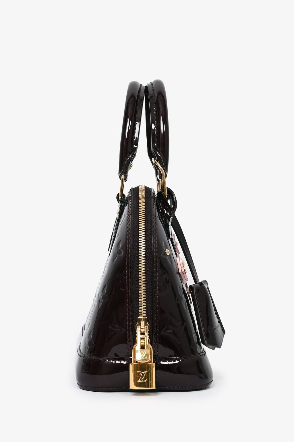 Louis Vuitton 2016 Limited Edition Amarante Vernis Flower Embellished Alma BB with Strap