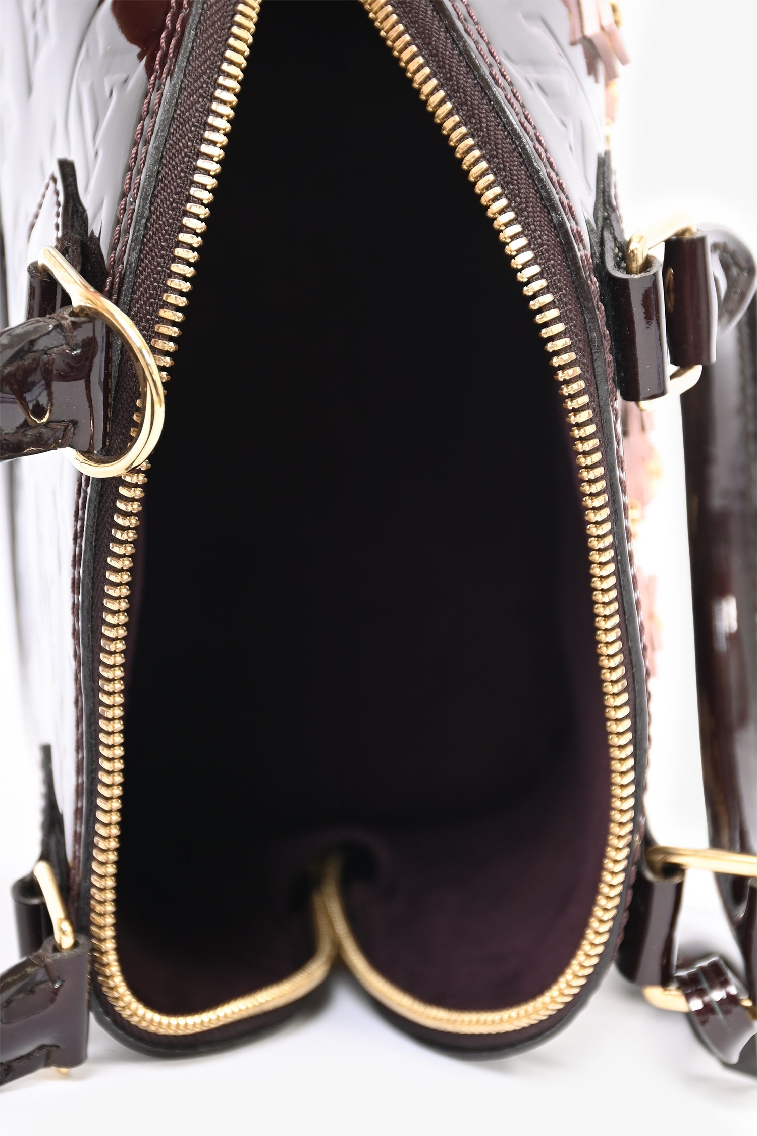 Louis Vuitton 2016 Limited Edition Amarante Vernis Flower Embellished Alma BB with Strap