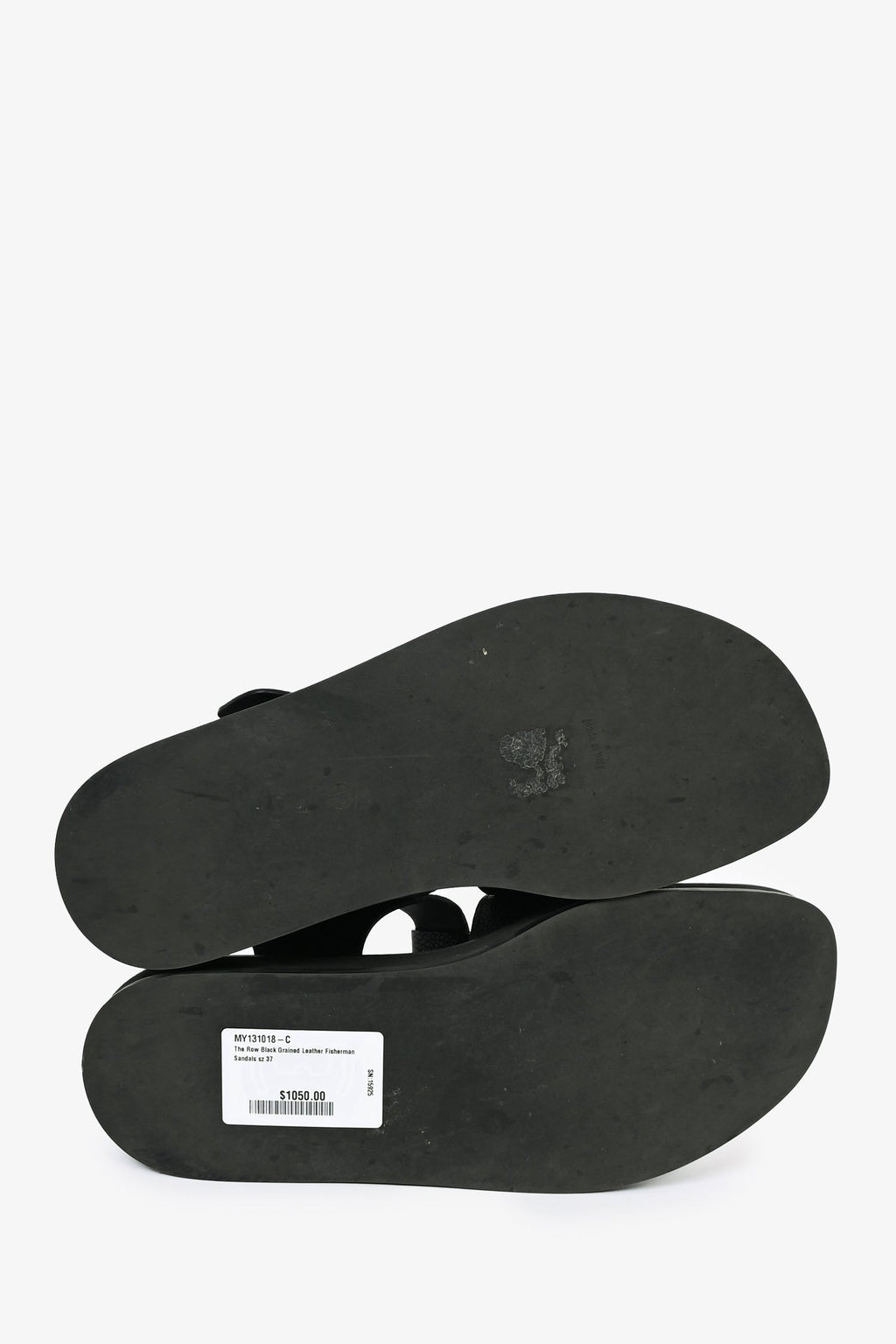 The Row Black Grained Leather Fisherman Sandals Size 37