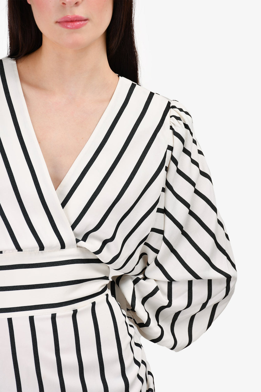Smythe White And Black Striped Draped Dress Size 8