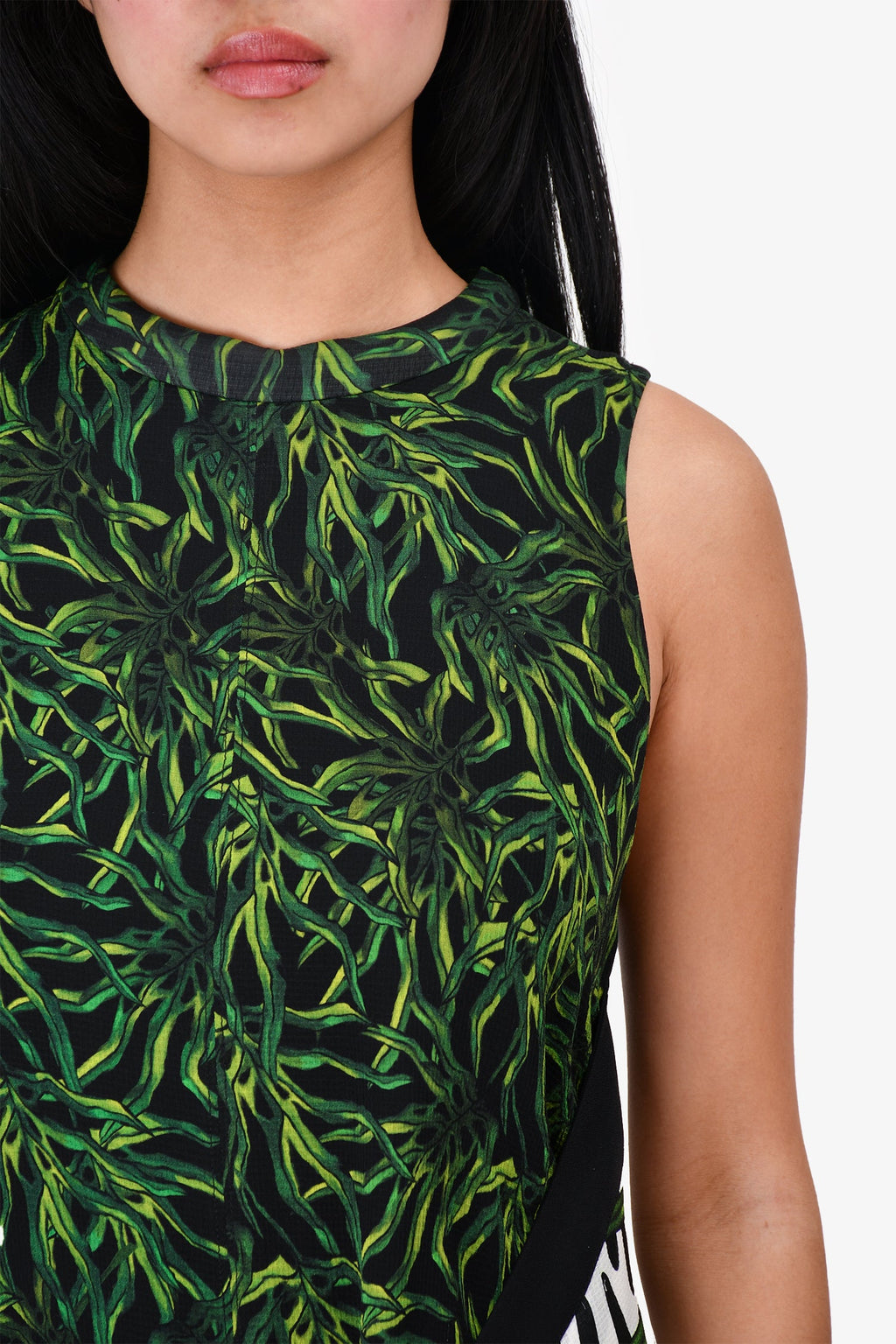 Proenza Schouler Black/Green Multi-Printed Sleeveless Dress Size S