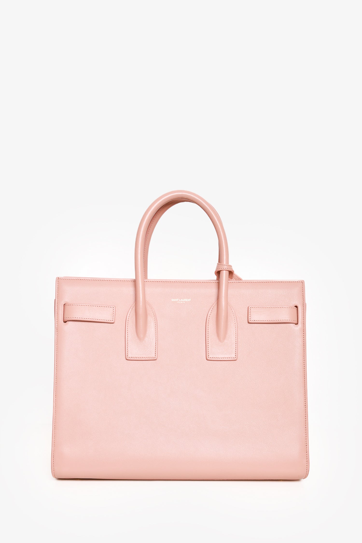 Saint Laurent Blush Leather Small Sac De Jour with Strap