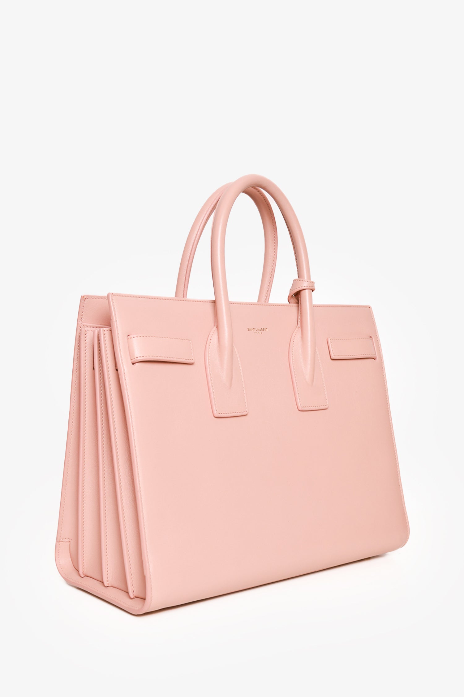 Saint Laurent Blush Leather Small Sac De Jour with Strap