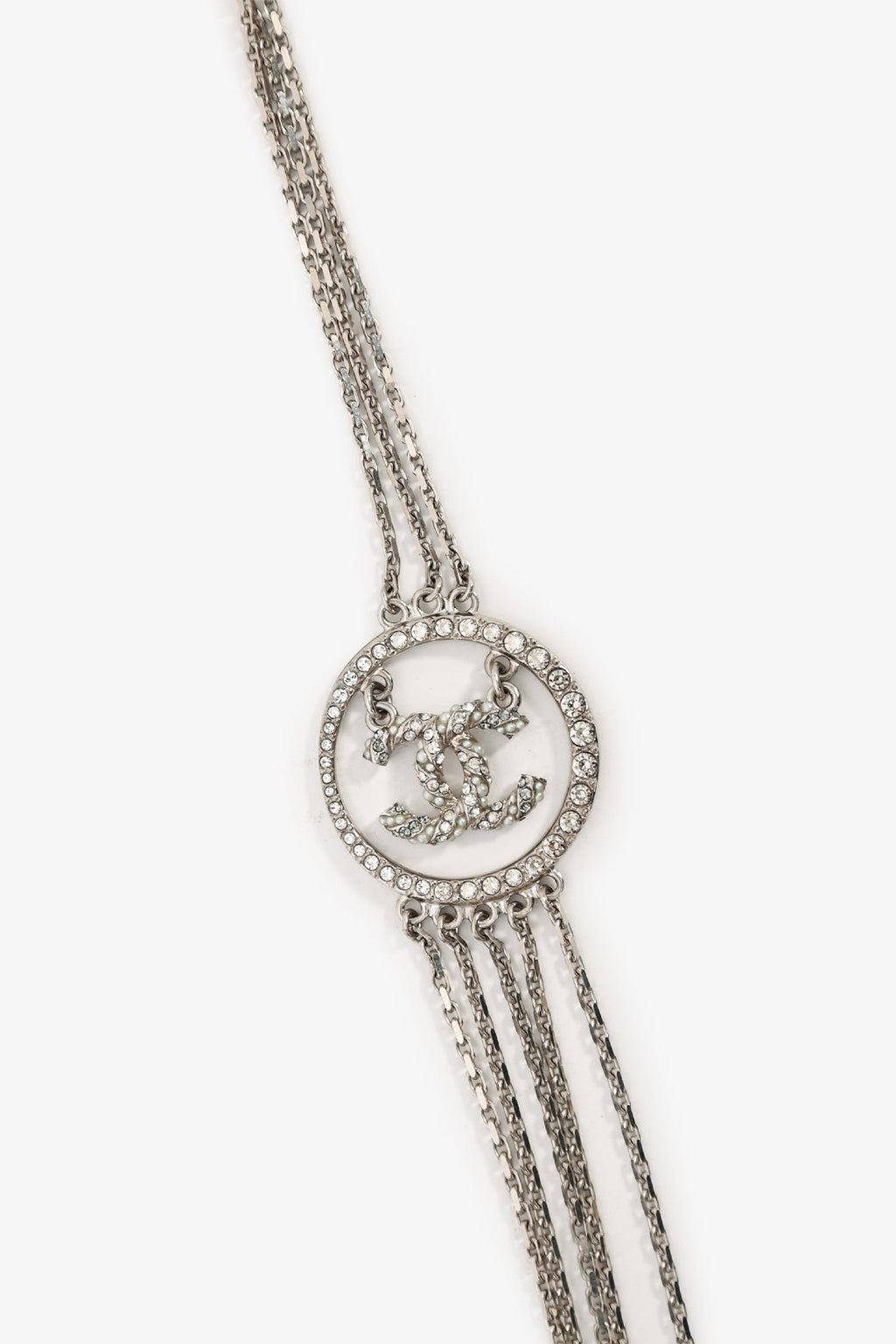 Pre-Loved Chanel™ 2018 'Metiers D'art' Crystal Embellished CC Anchor Multi-Strand Necklace