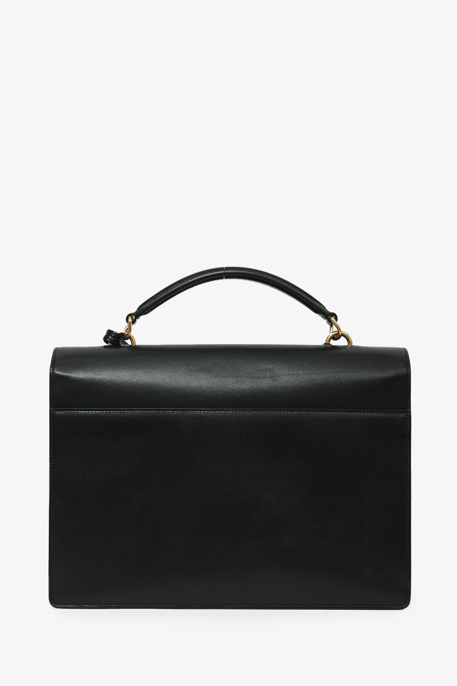 Saint Laurent 2016 Black Leather Large 'High School' Top Handle Bag with Strap