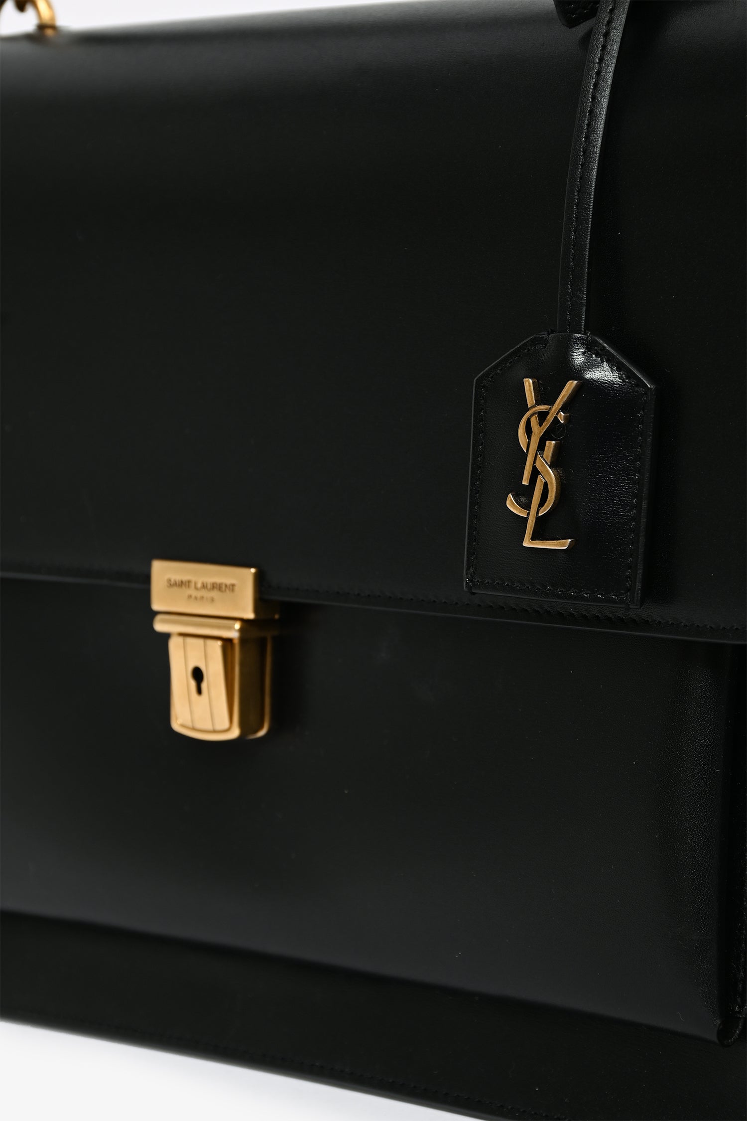 Saint Laurent 2016 Black Leather Large 'High School' Top Handle Bag with Strap