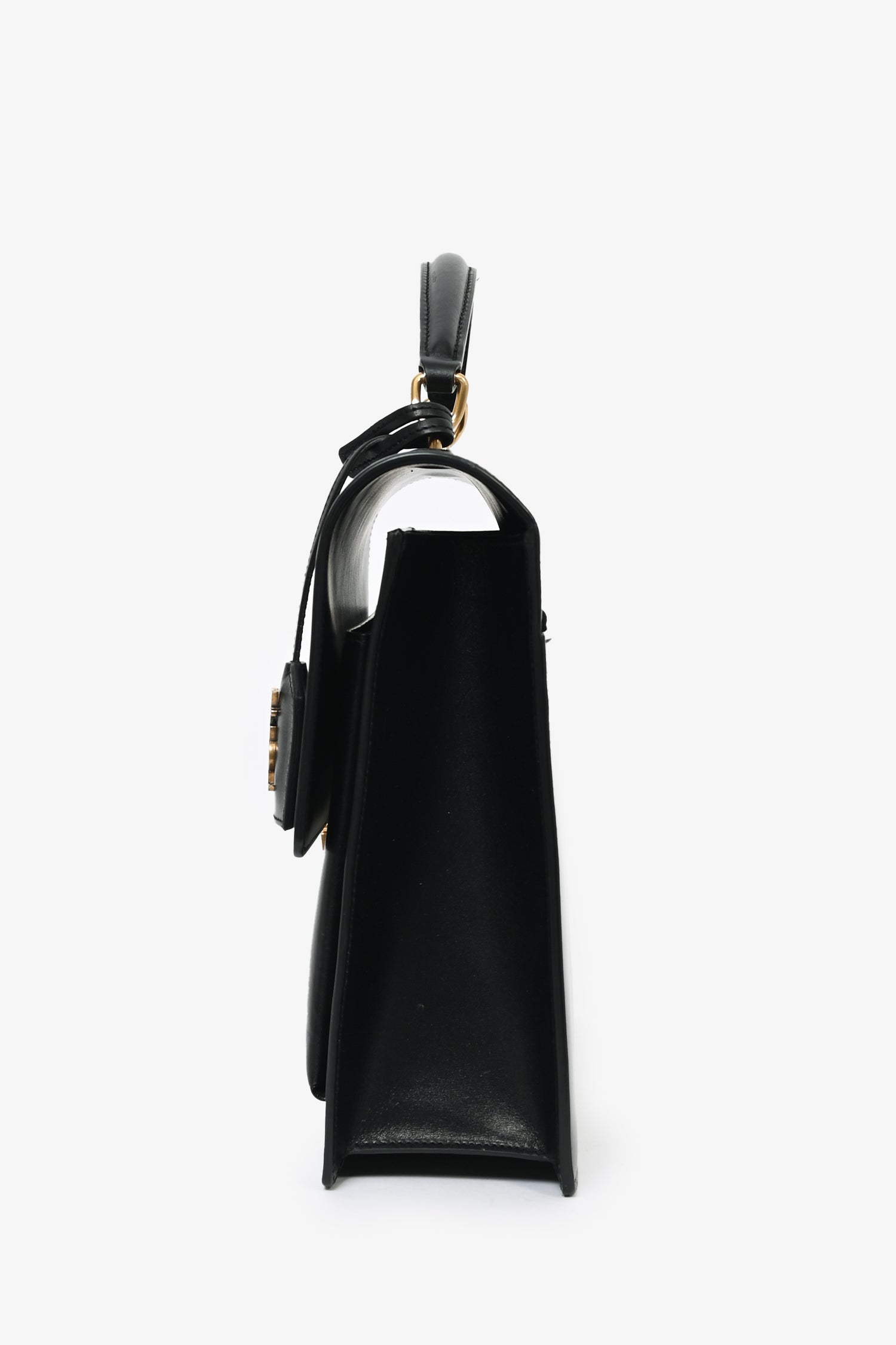Saint Laurent 2016 Black Leather Large 'High School' Top Handle Bag with Strap