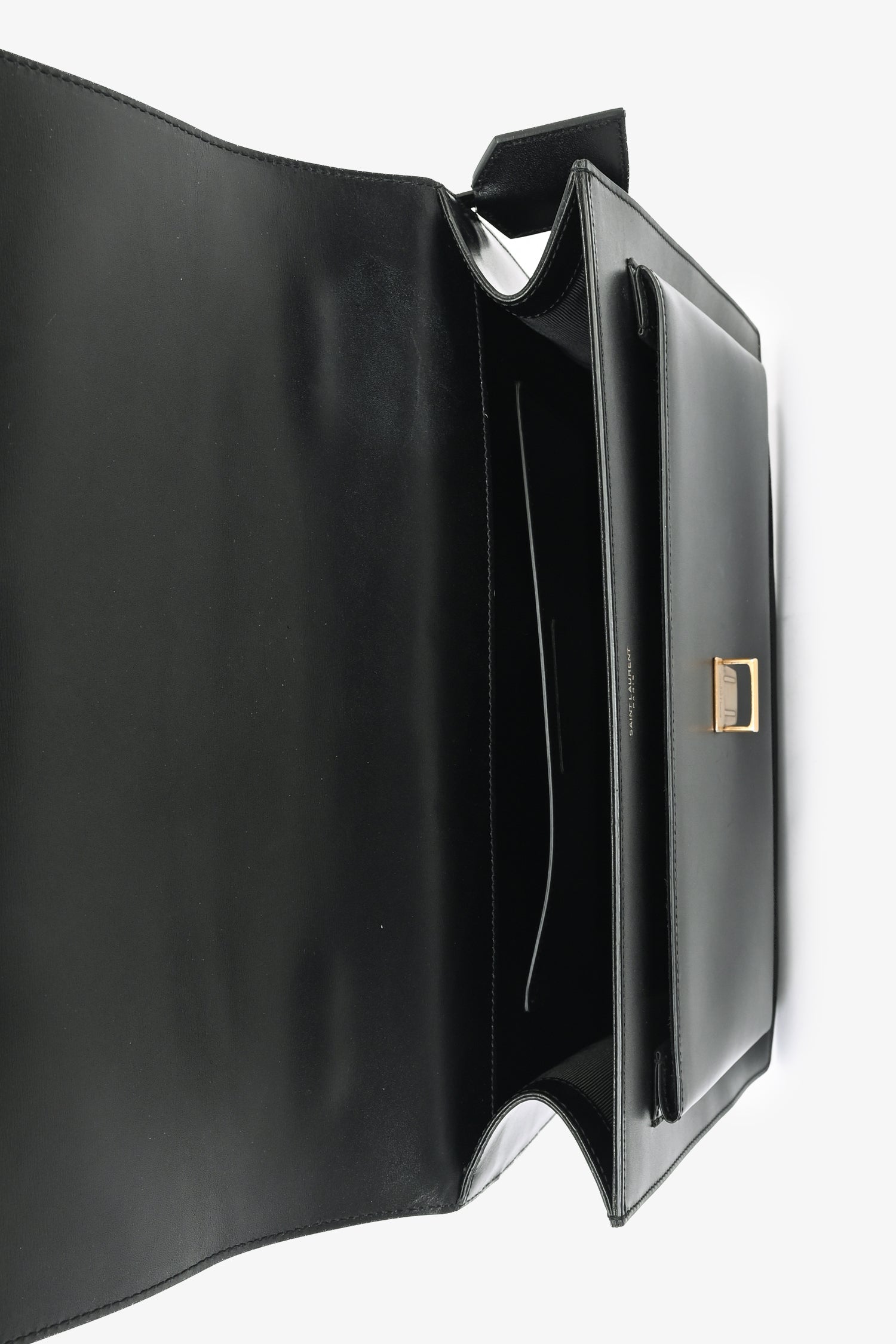 Saint Laurent 2016 Black Leather Large 'High School' Top Handle Bag with Strap